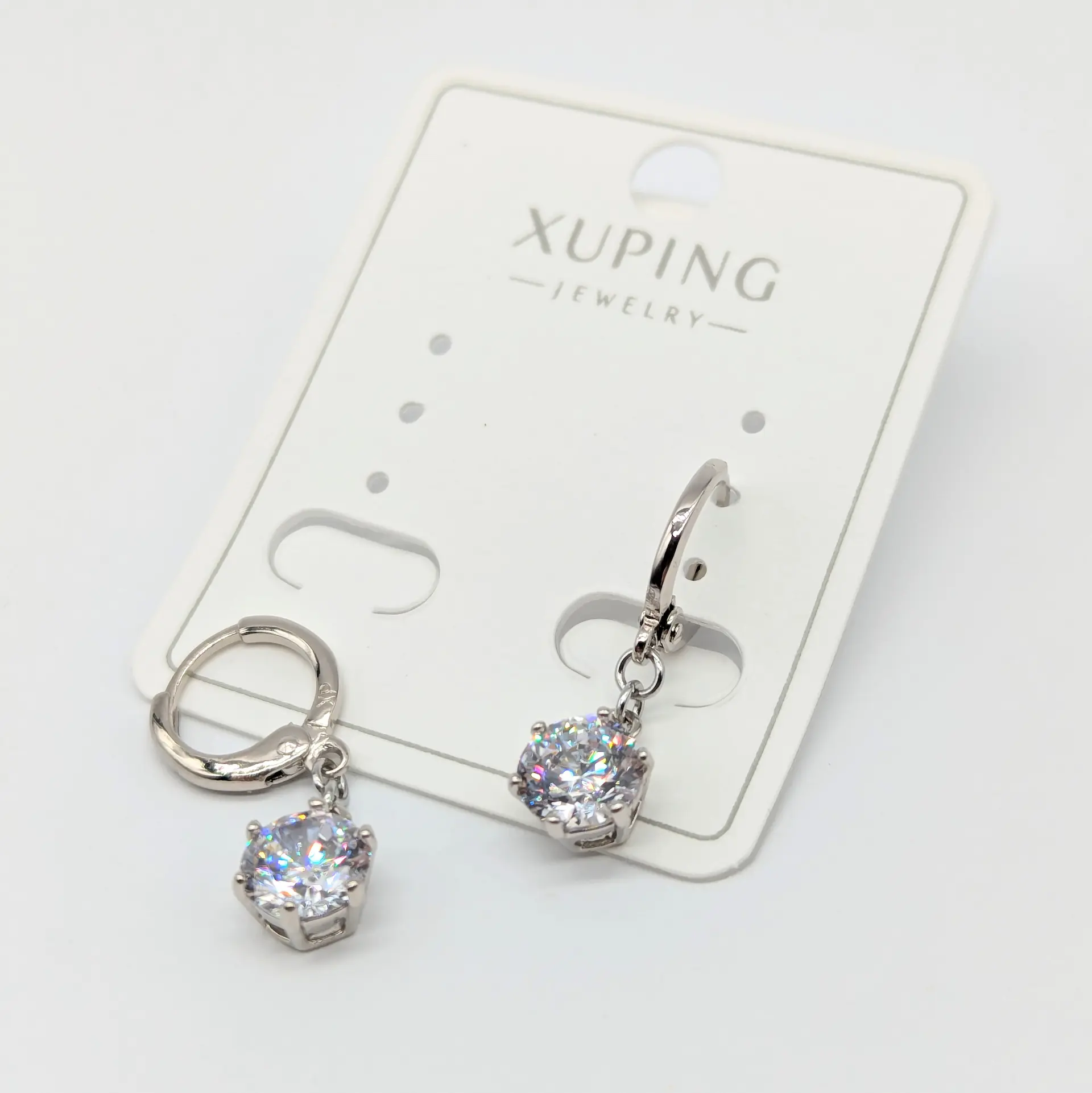 Серьги Xuping «Кристальная искра», 0.7*2.3 см