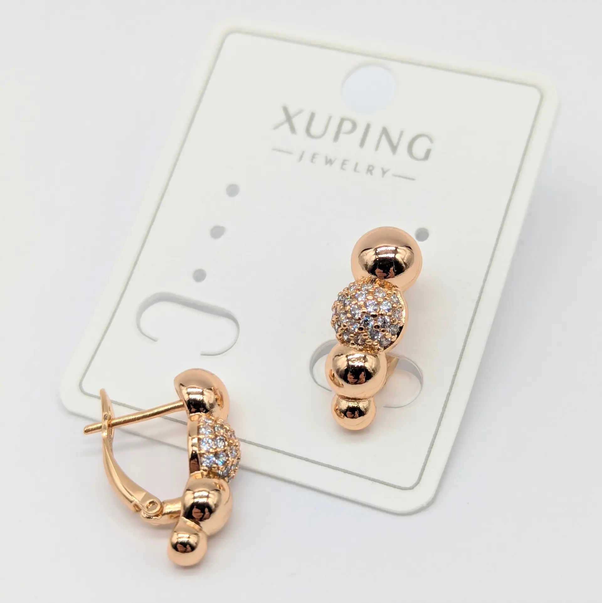 Серьги Xuping 18к «Золотые сферы», 0.7*1.8 см