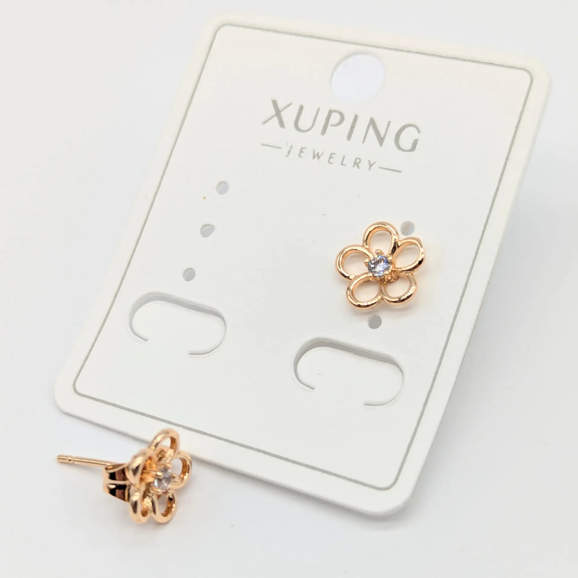 Серьги Xuping 18к «Золотой цветок» с цирконом,  діам. 0.9 см