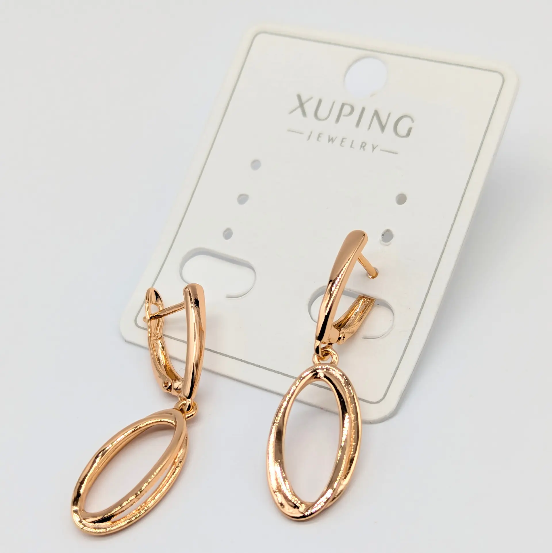 Серьги Xuping 18к «Золотой овал», 1*3.2 см