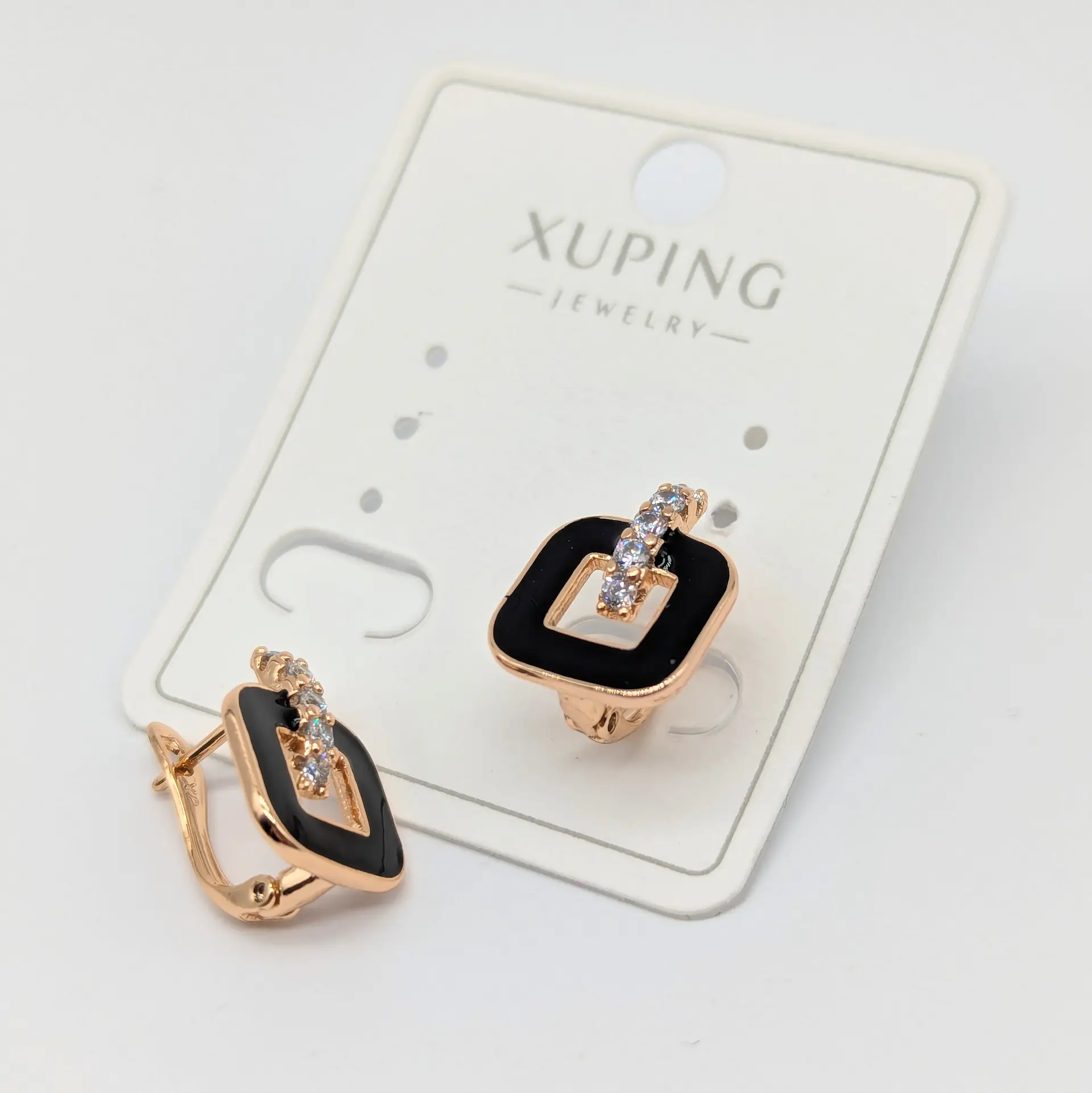 Серьги Xuping 18к «Чёрный лабиринт», 1.2*1.5 см