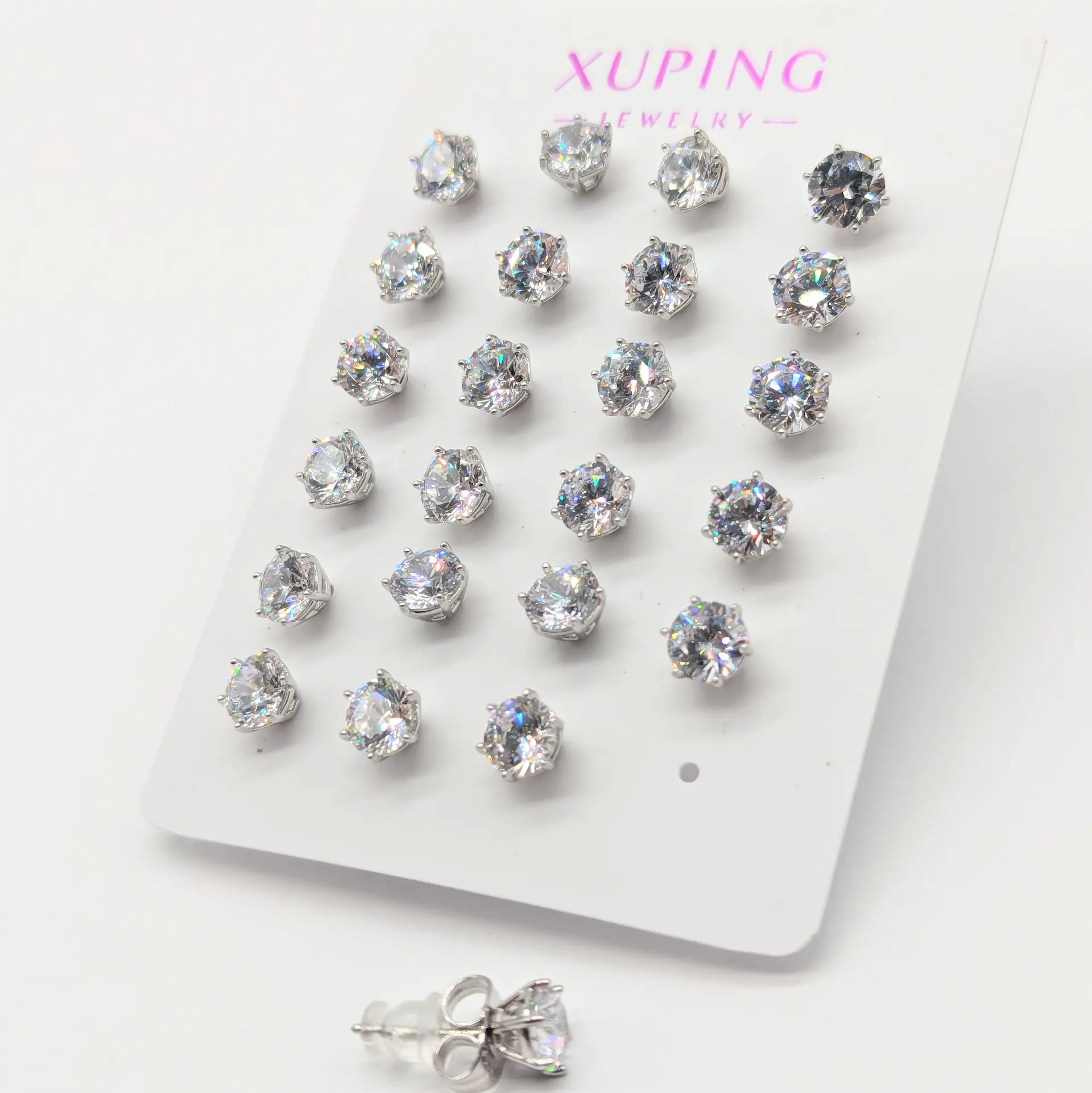 Серьги Xuping «Серебряное Сияние», диам.0.6 см, цена за 12 пар