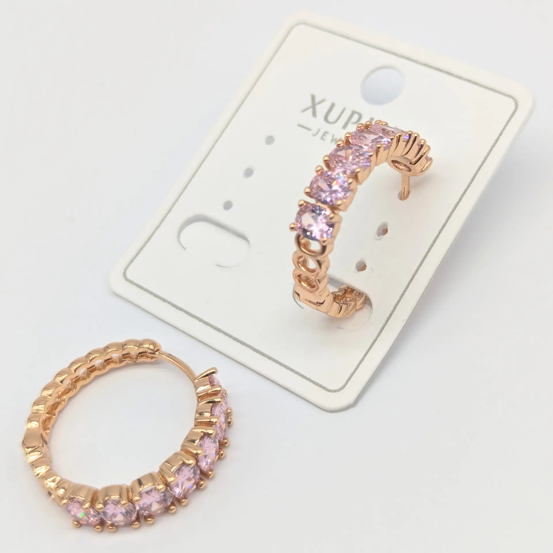 Серьги Xuping 18к «Розовая Гармония», 0.5*2.3 см
