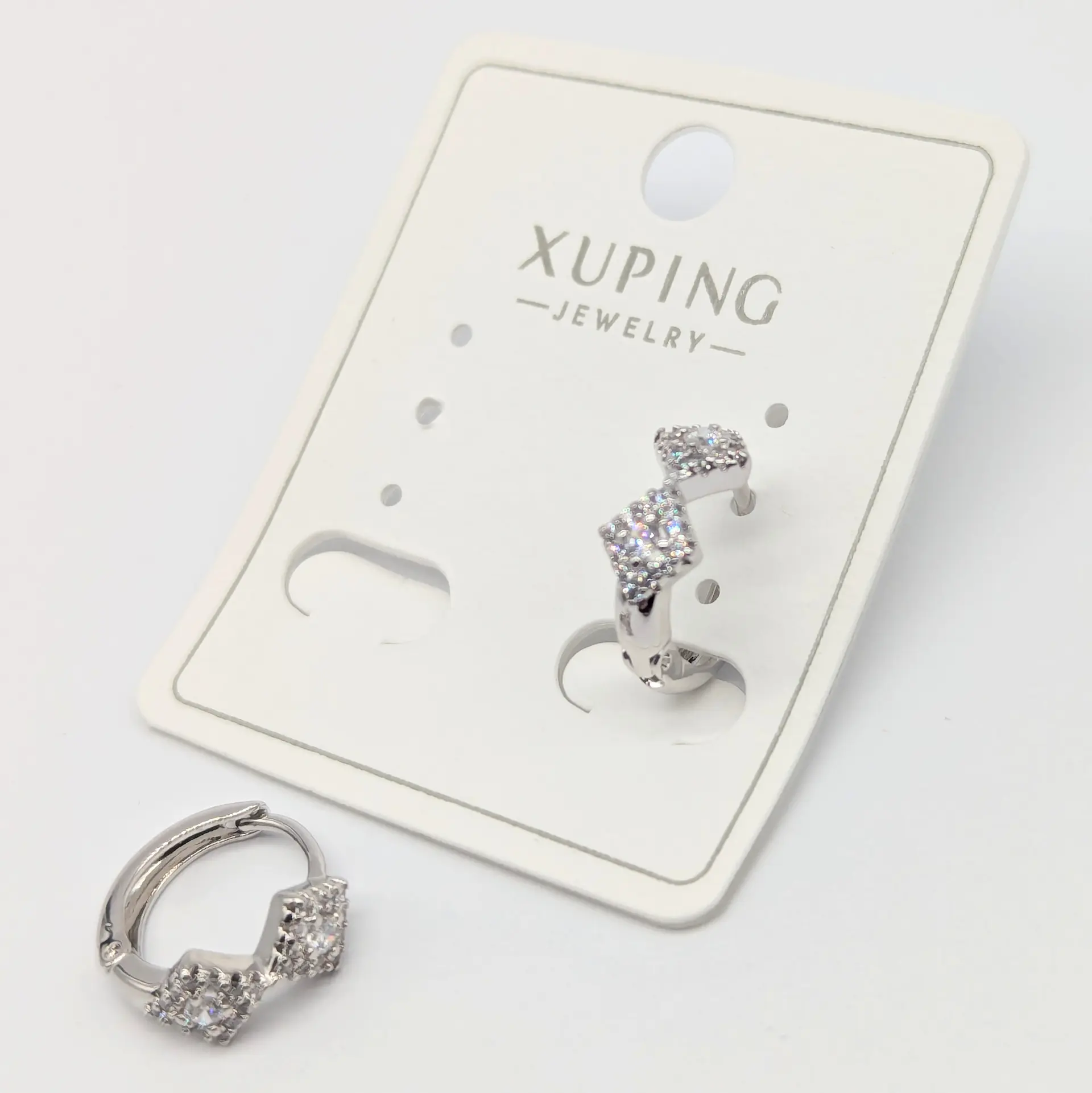 Серьги Xuping «Серебряный Дуэт», 0.6*1.3 см