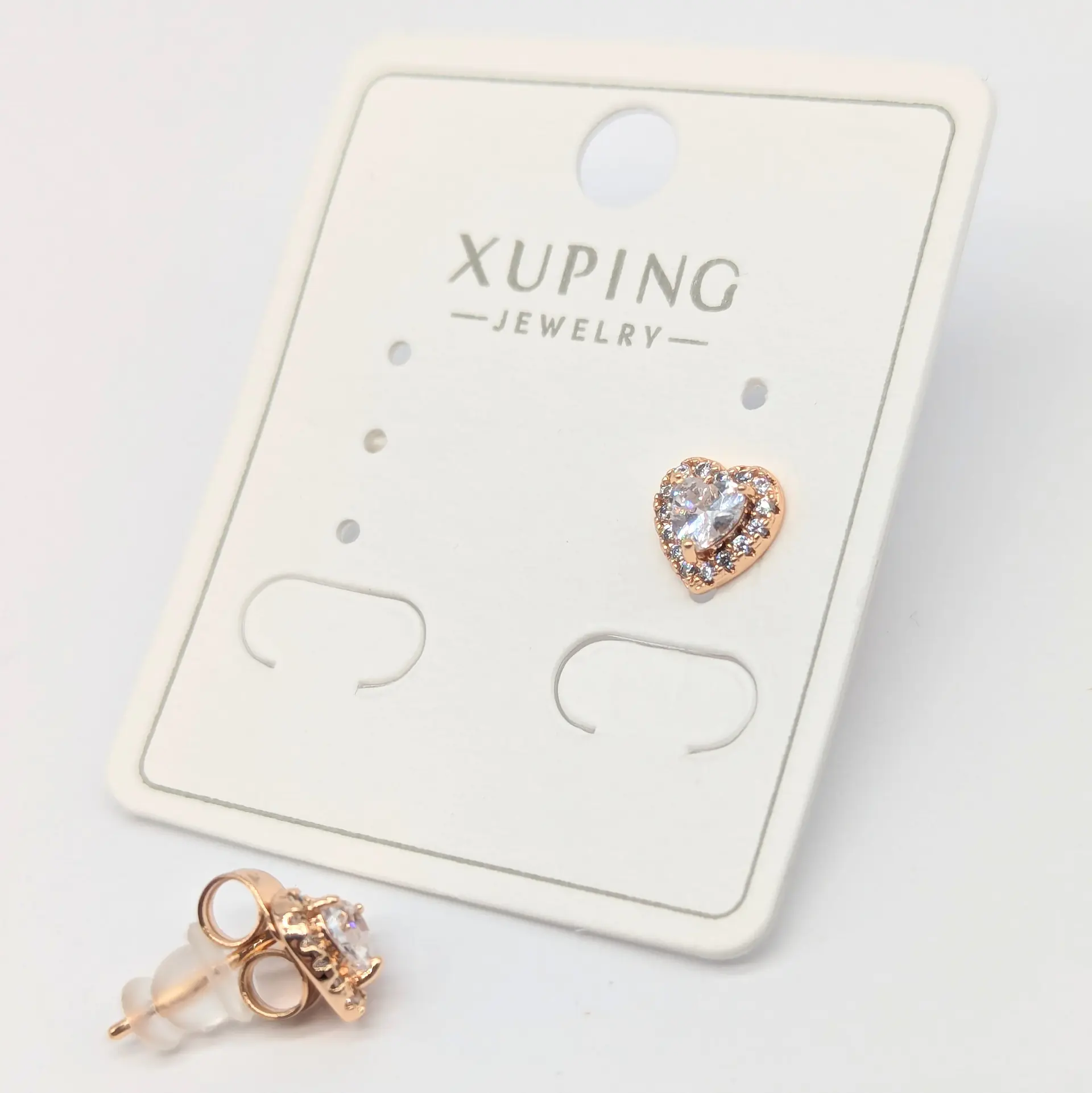 Серьги Xuping 18к «Сердце с Искрой», 0.6*0.7 см
