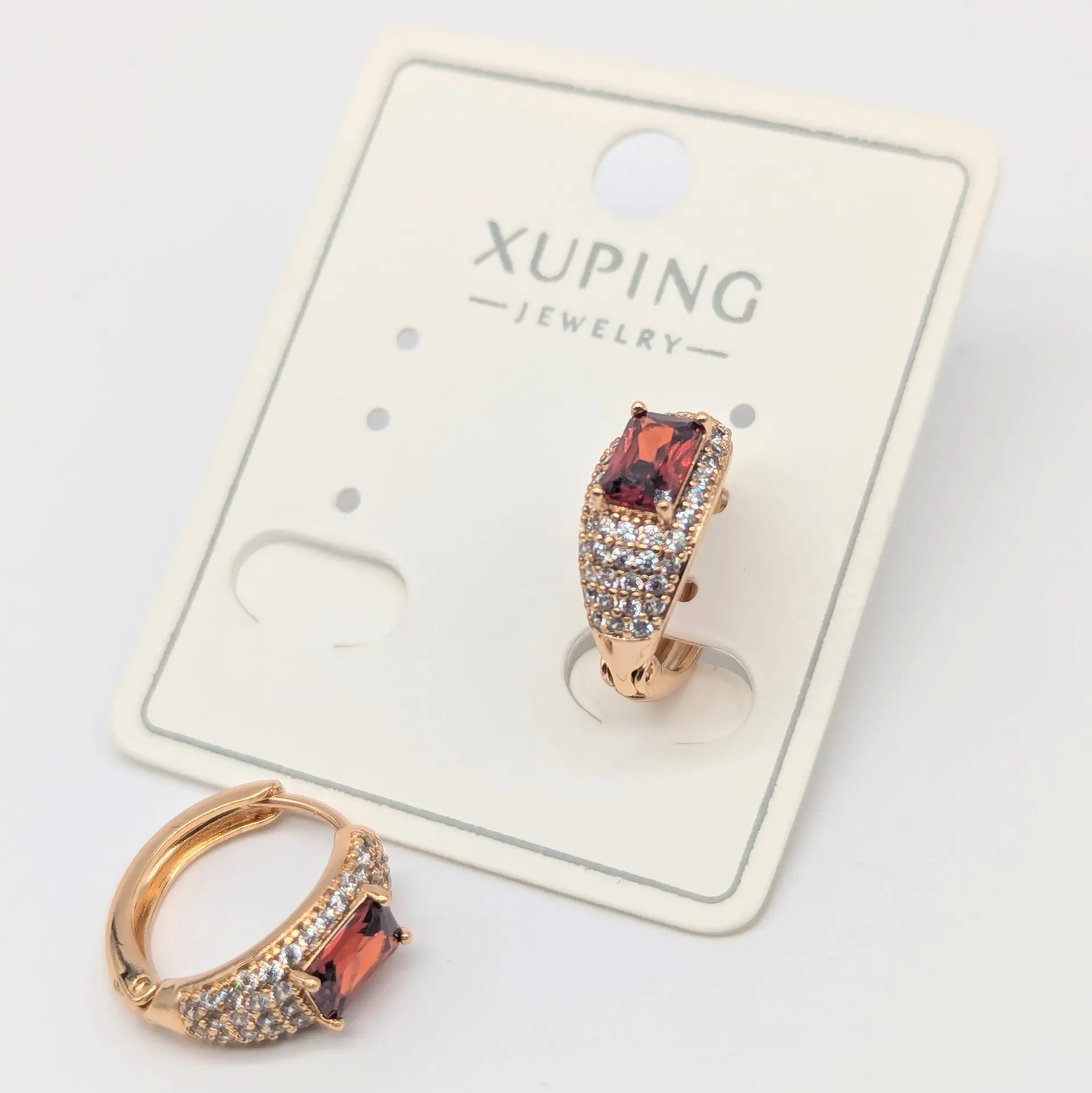 Серьги Xuping 18к «Гранатовый Огонь», 0.6*1.5 см
