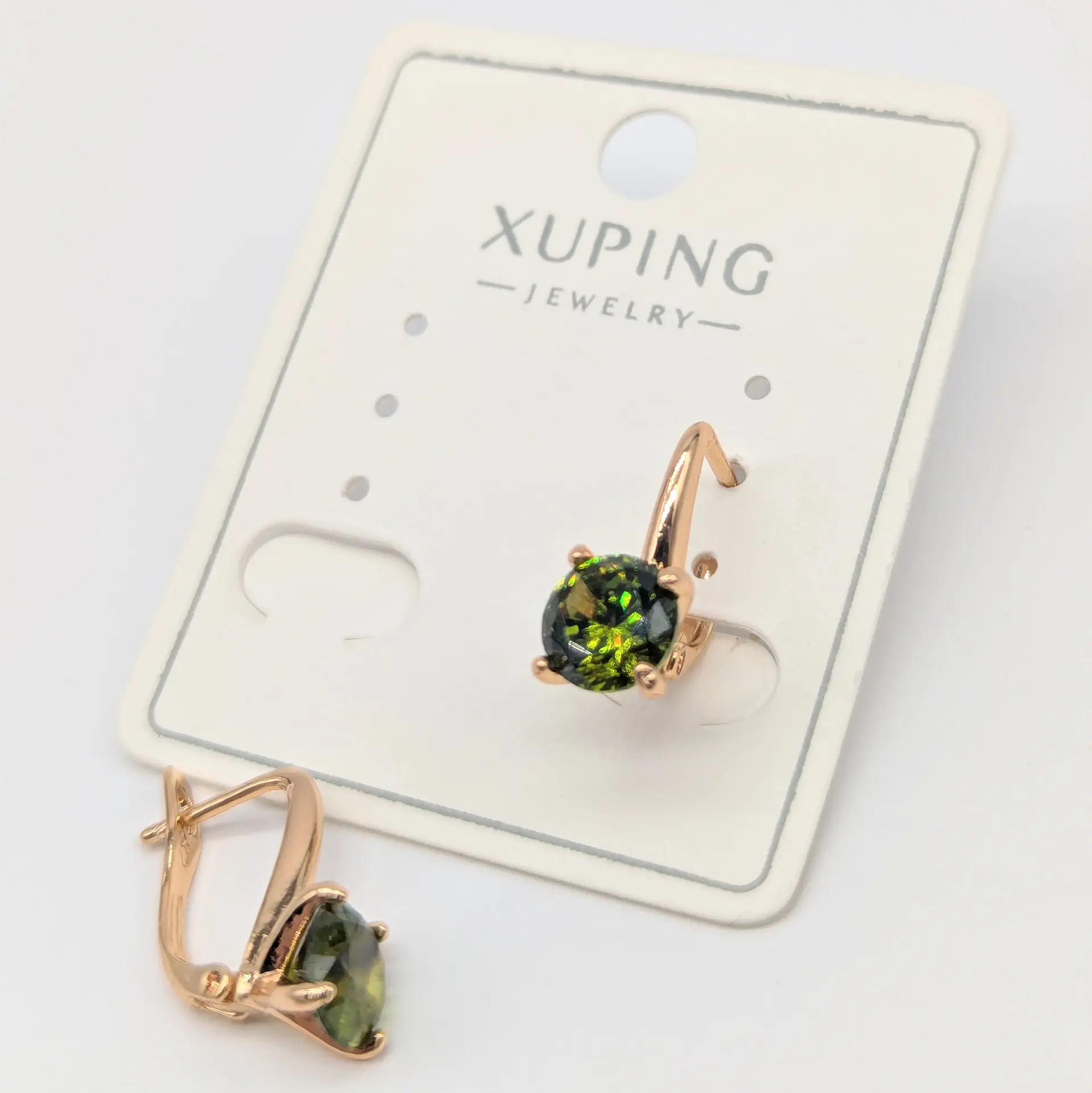 Серьги Xuping 18к «Изумрудное Пламя», 0.7*1.6 см