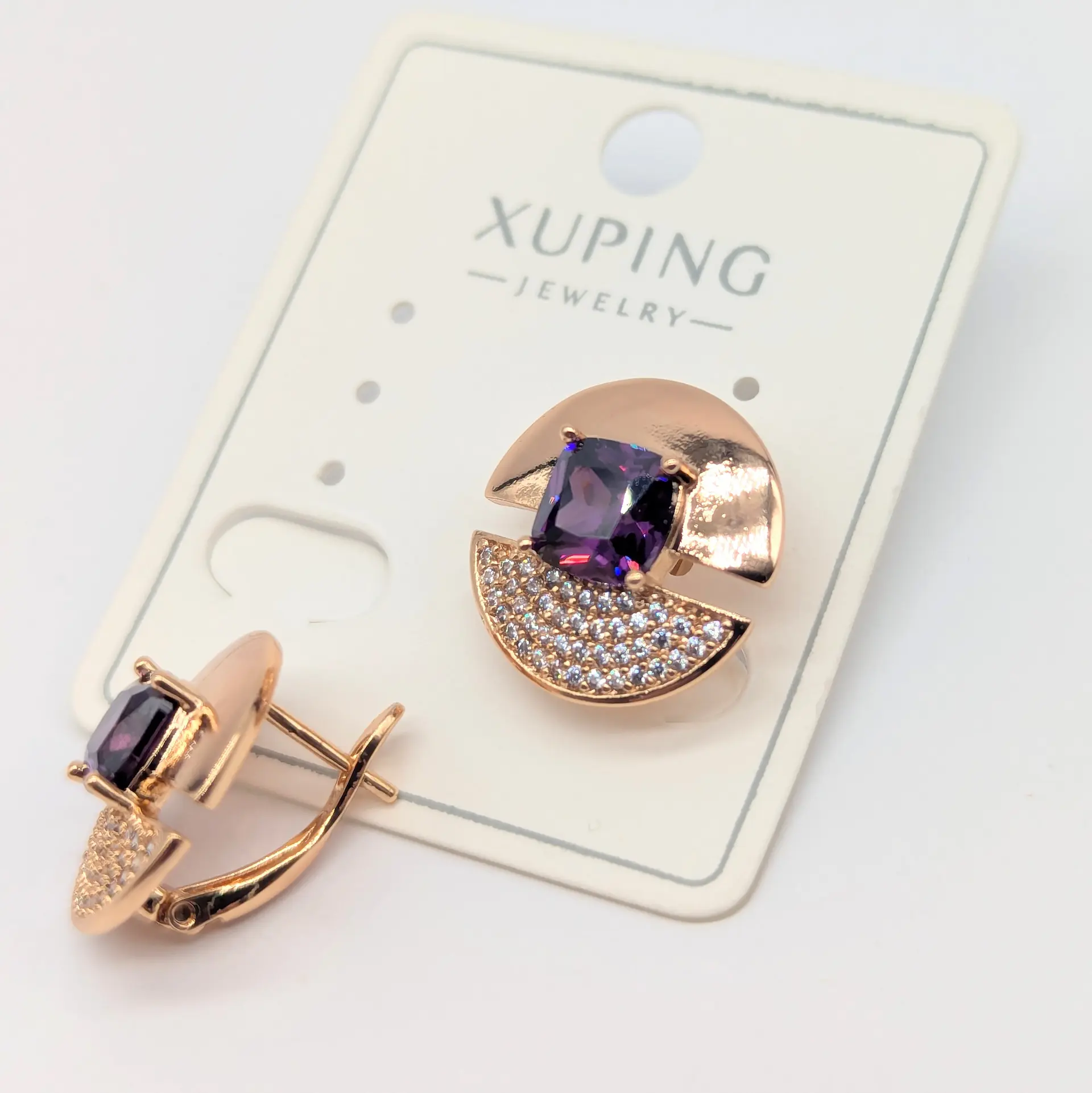 Серьги Xuping 18к «Фиолетовая Гармония», 1.6*1.6 см