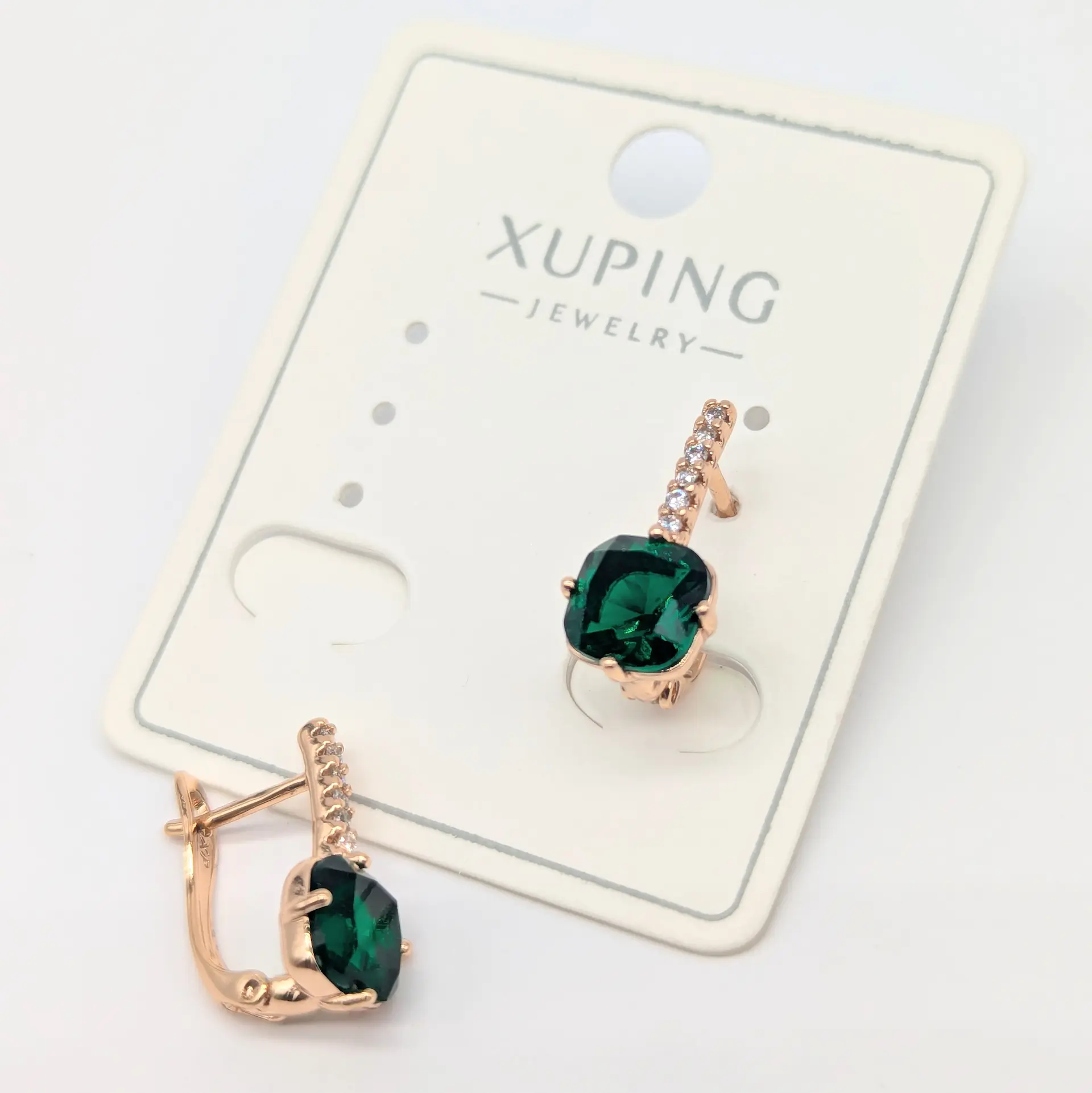 Серьги Xuping 18к «Изумрудная Глубина», 0.8*1.6 см