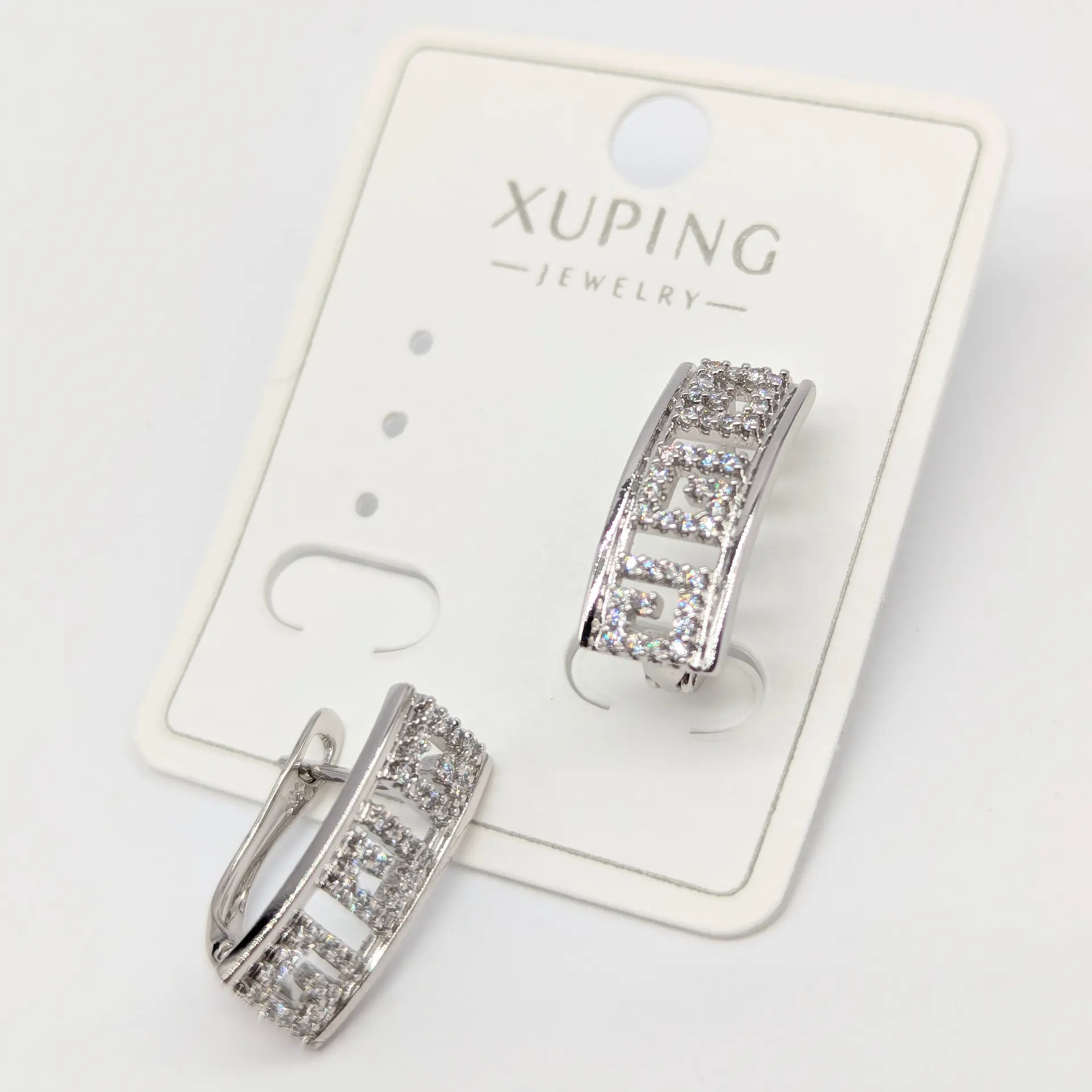 Серьги Xuping «Серебряный Лабиринт», 0.7*1.8 см
