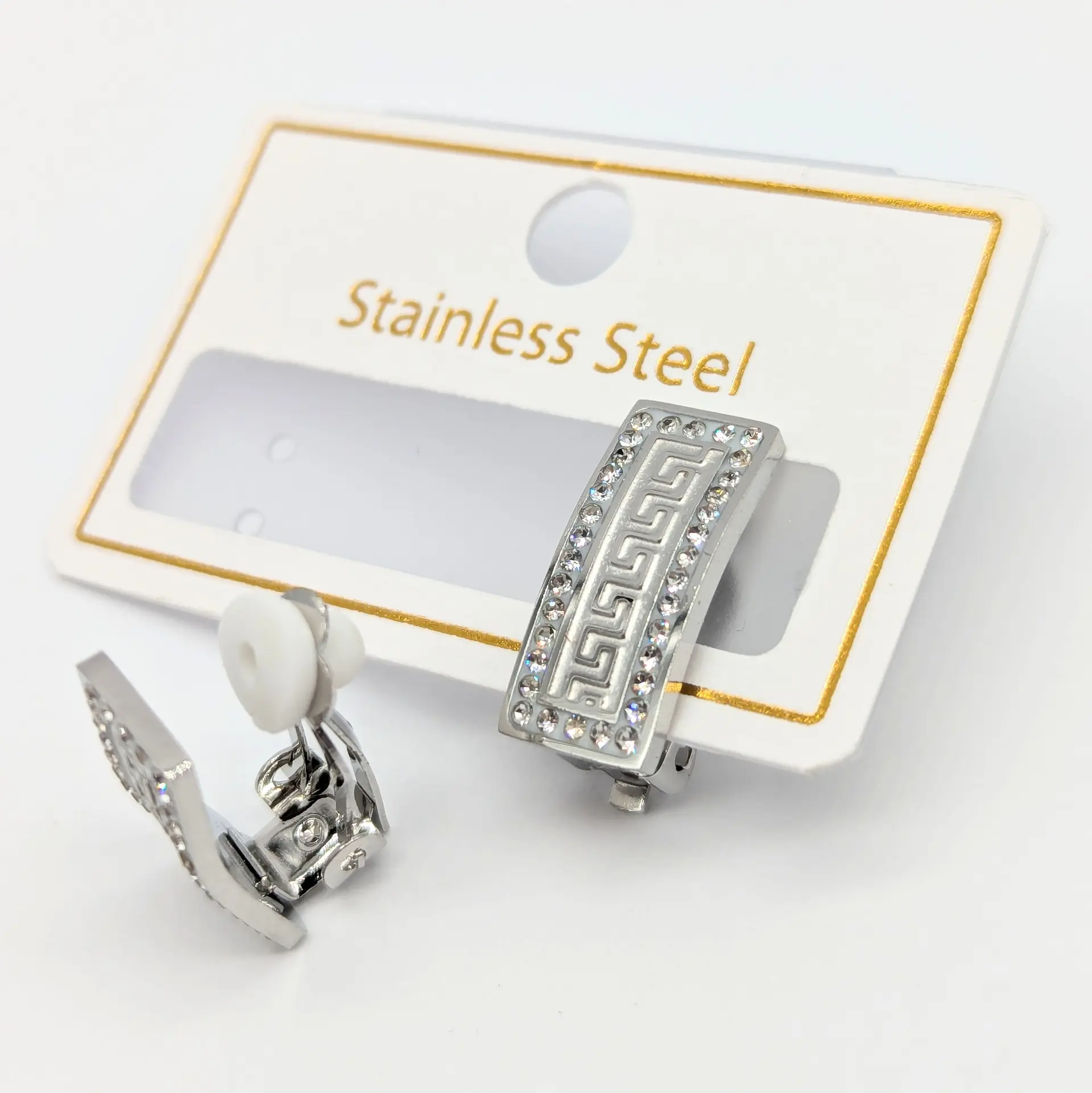 Серьги Stainless Steel «Серебряная Линия Орнамента», 0.7*1.8 см