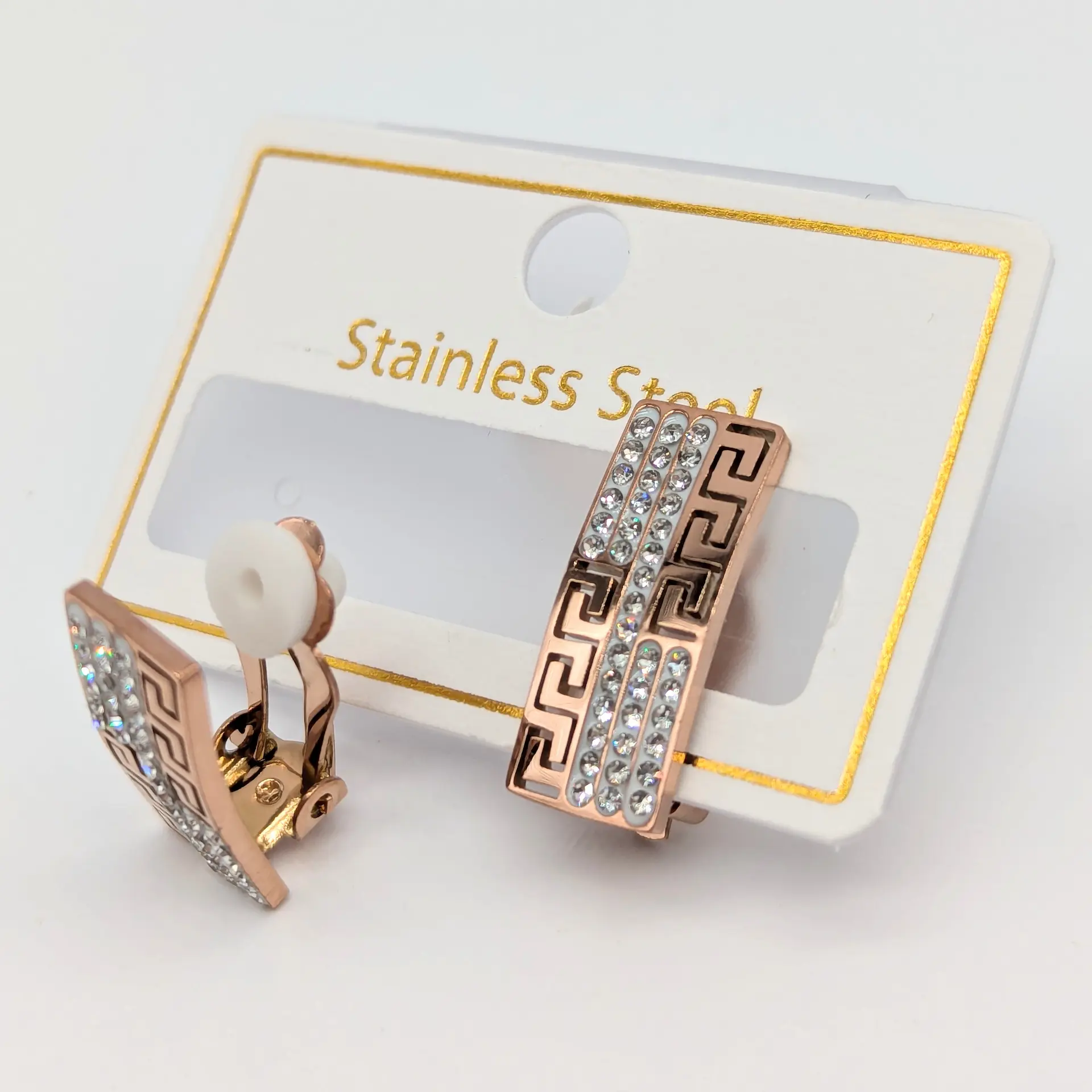 Сережки Stainless Steel РЗ «Подвійний Меандр», 0.8*2 см