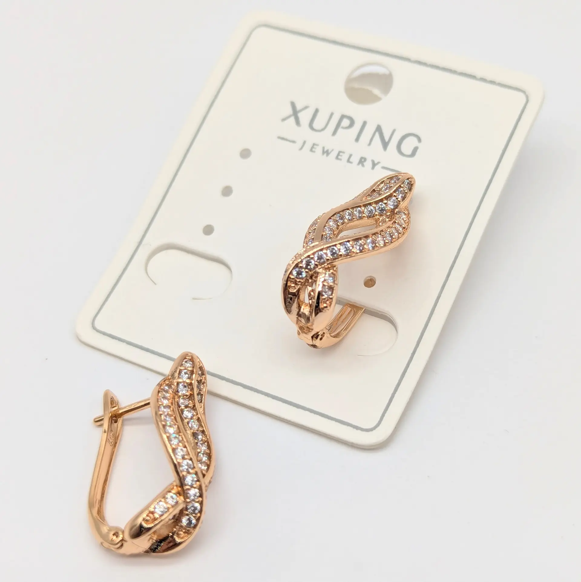 Серьги Xuping 18к «Золотая Спираль», 1*2.1 см