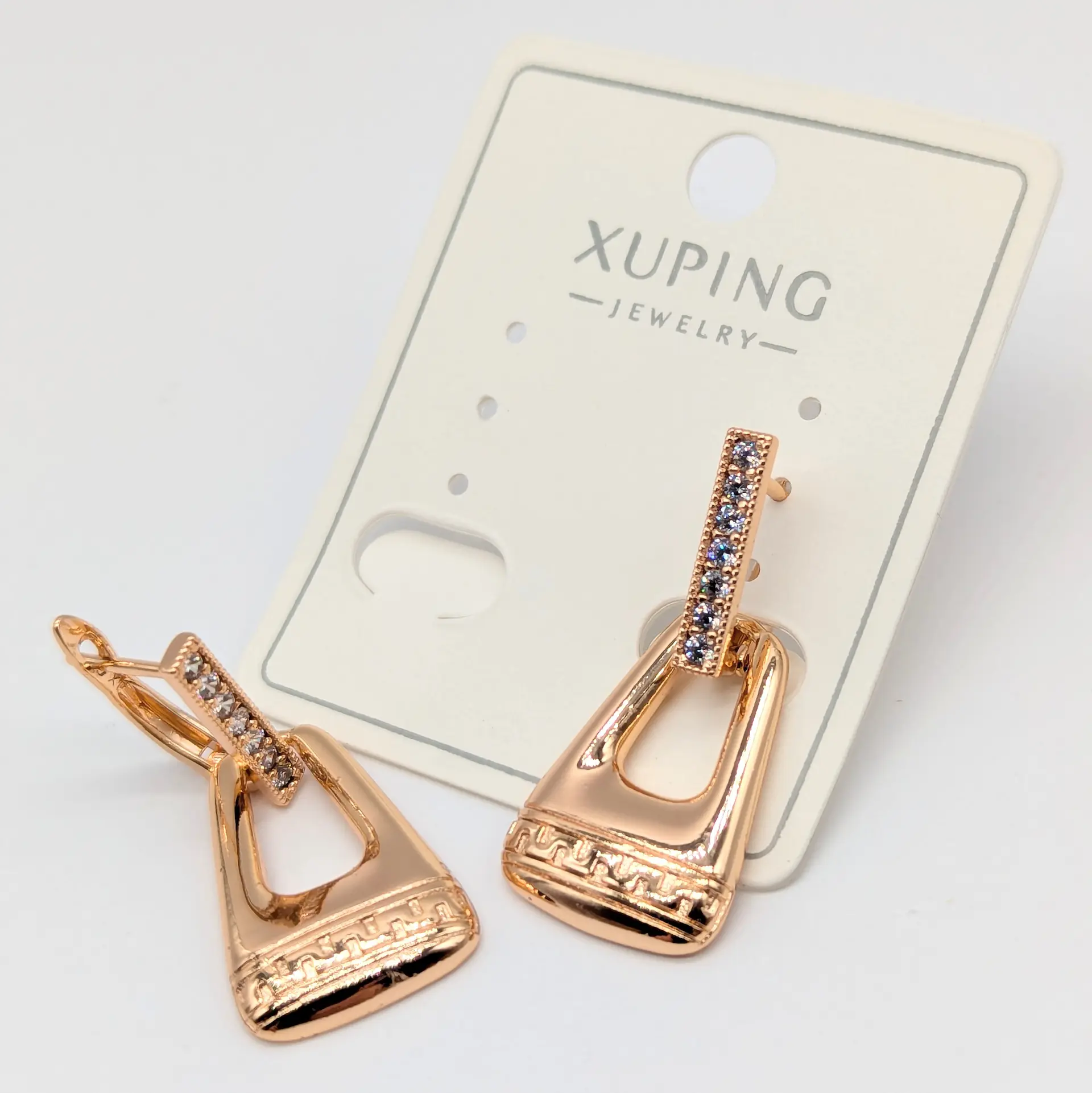 Серьги Xuping 18к «Золотая Геометрия», 1.4*3.3 см