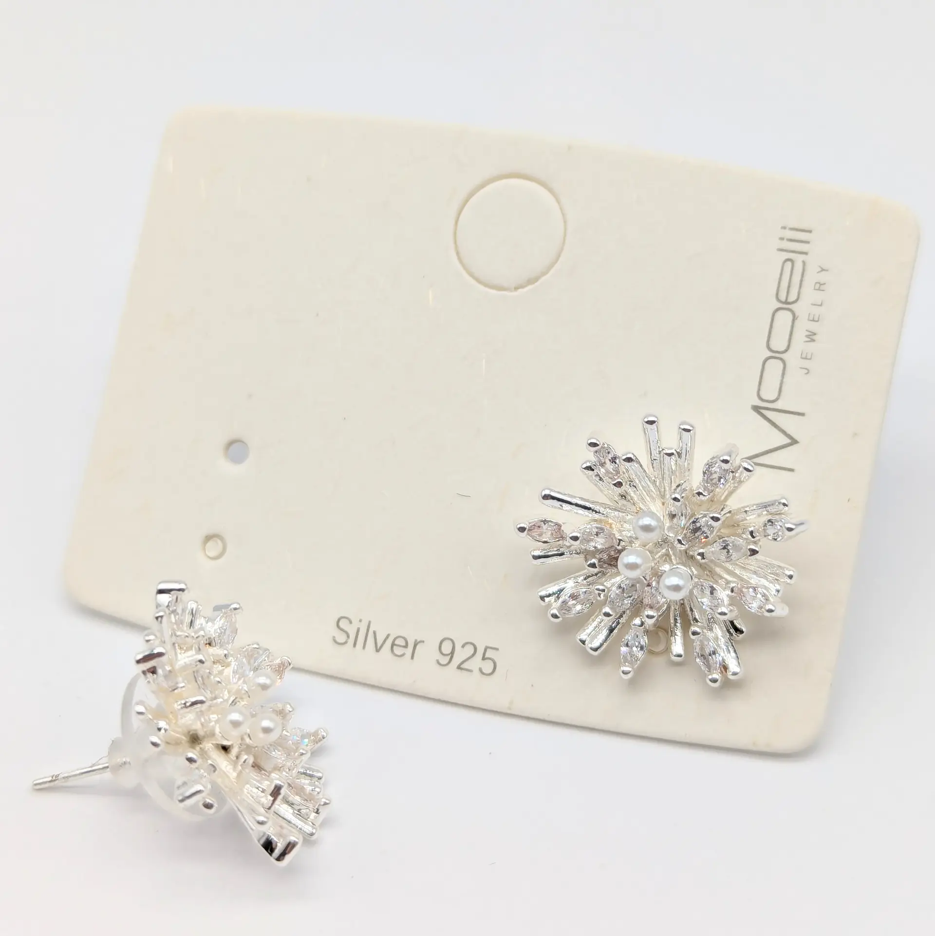 Сережки Silver 925 «Сяйво Перлинної Хризантеми», 1.7*1.8 см