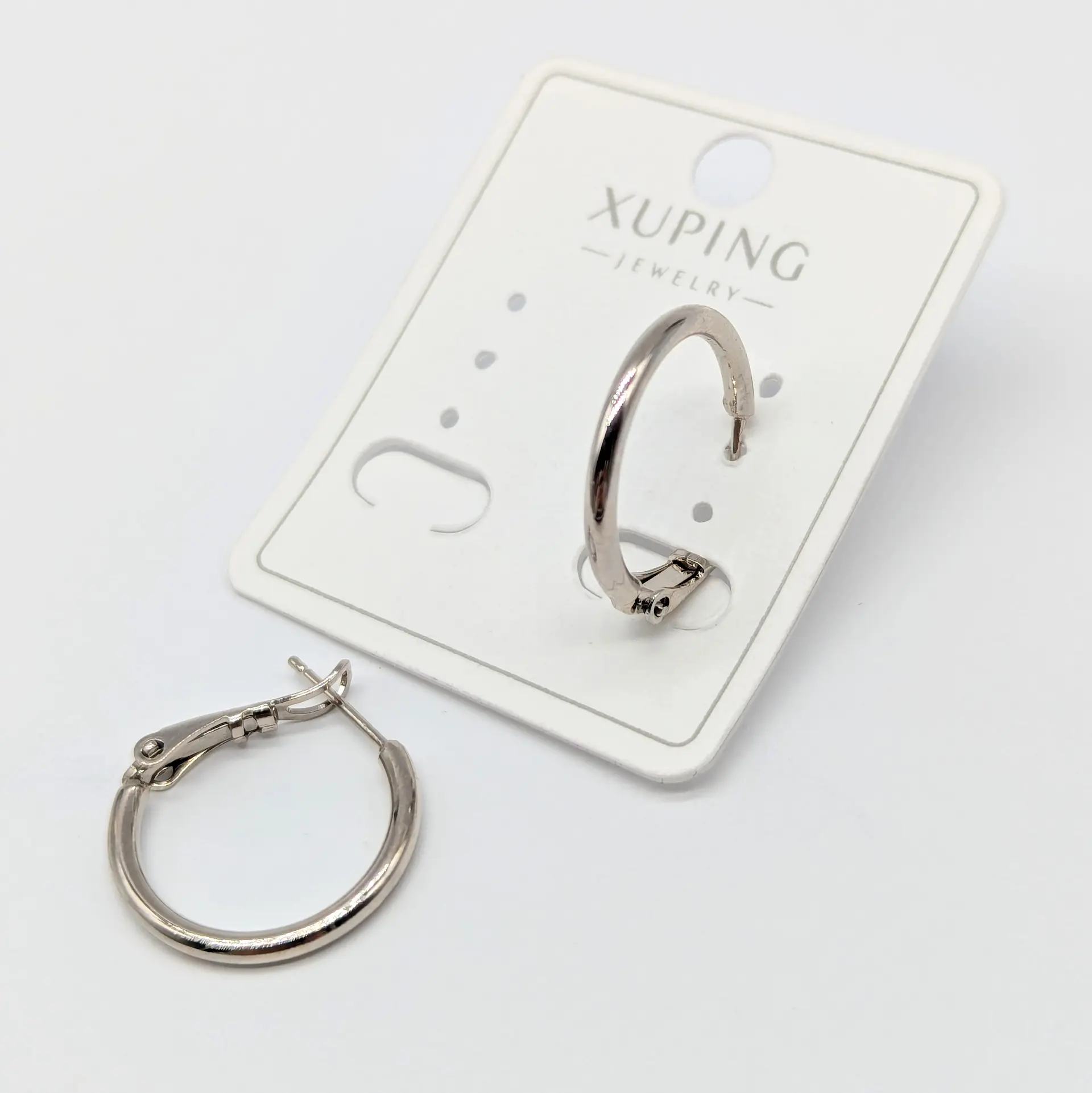 Серьги Xuping серебро «Серебряный Минимал», диам. 2 см