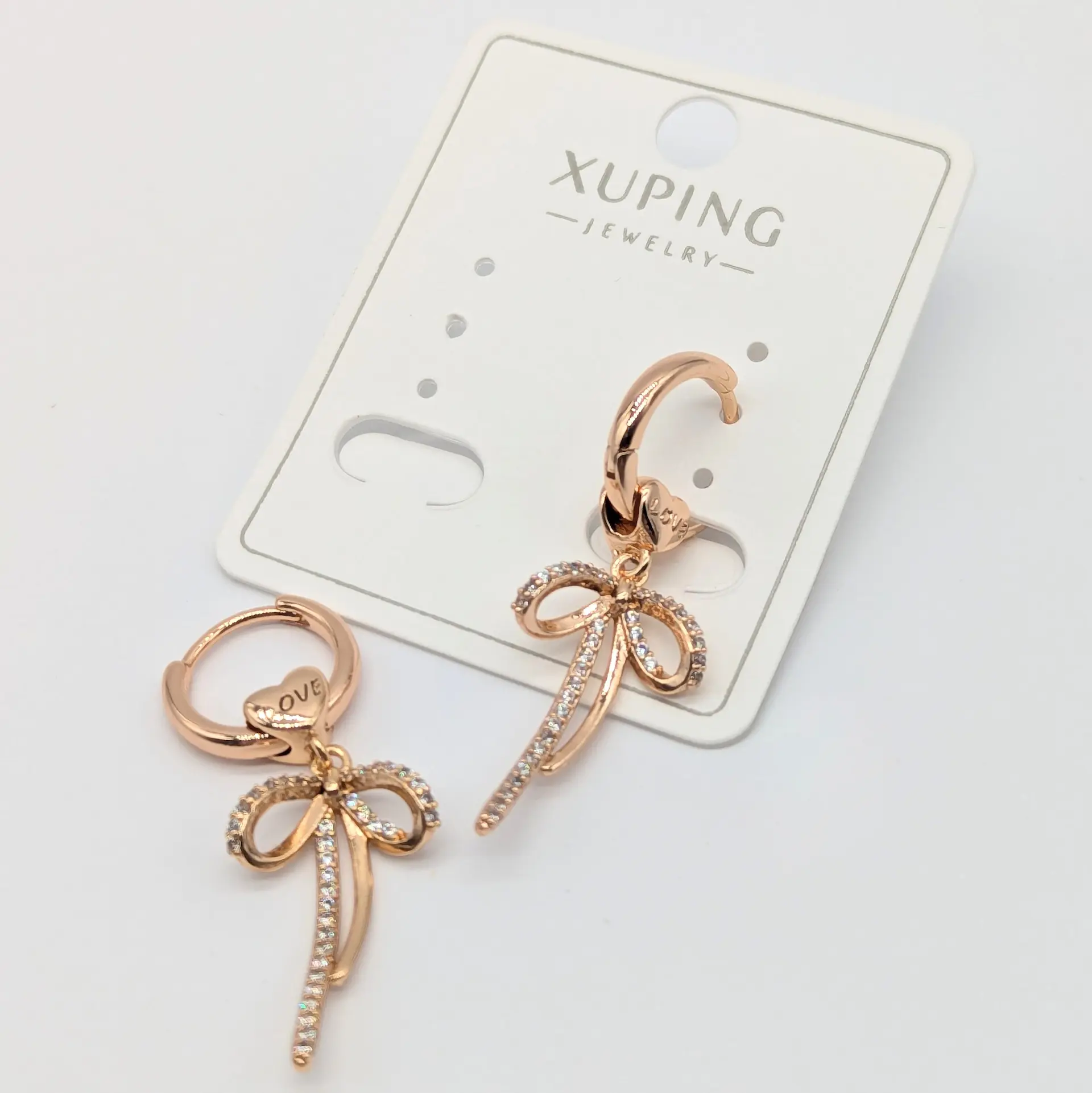 Серьги Xuping 18к «Золотой Бант Любви», 1.2*3.6 см