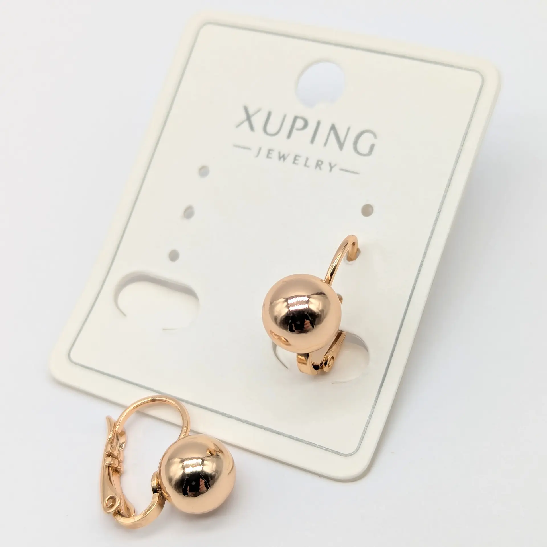 Серьги Xuping 18к «Классическая Сфера Лайт», 0.7*1.5 см