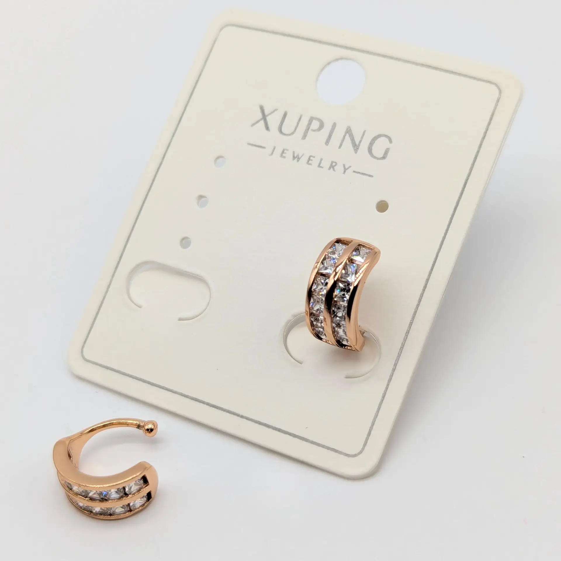 Серьги Xuping кафа 18к «Двойное Сияние Классик» 0.5*1.1. см