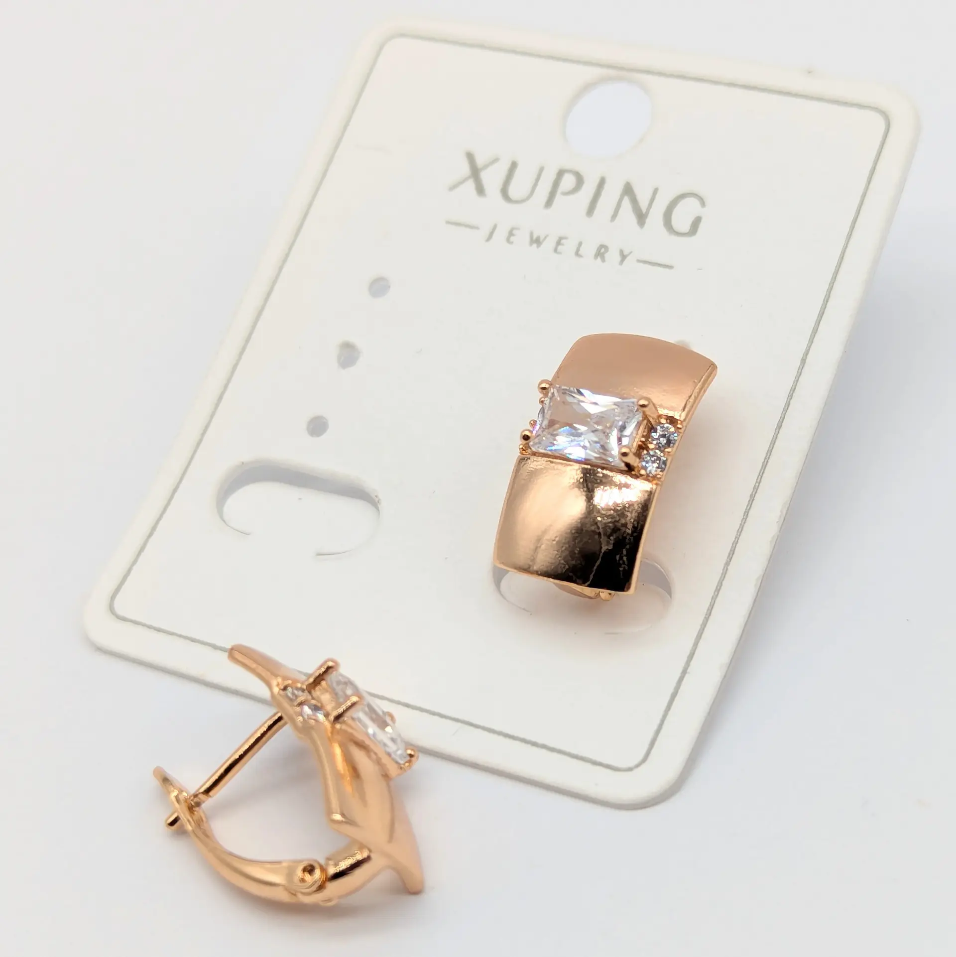 Серьги Xuping 18к «Грация Квадро Либерта», 0.9*1.5 см