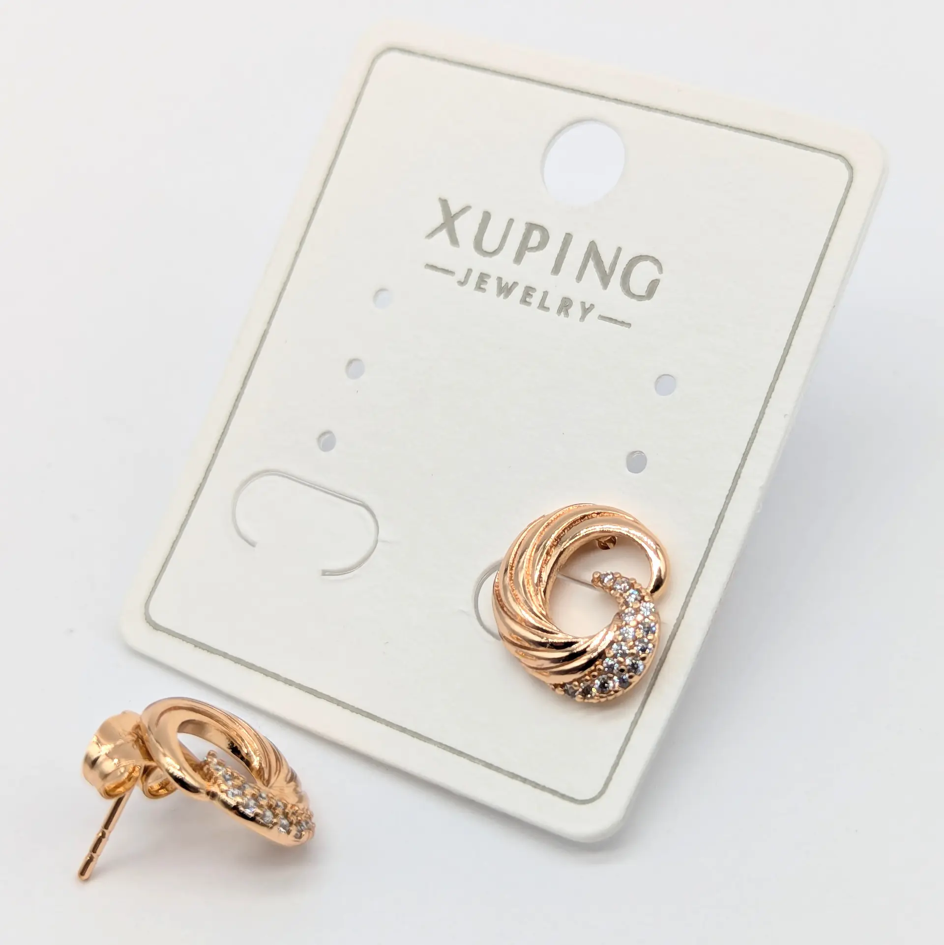 Сережки Xuping 18к «Золота Спіраль Блиску», 1.2*1.3 см