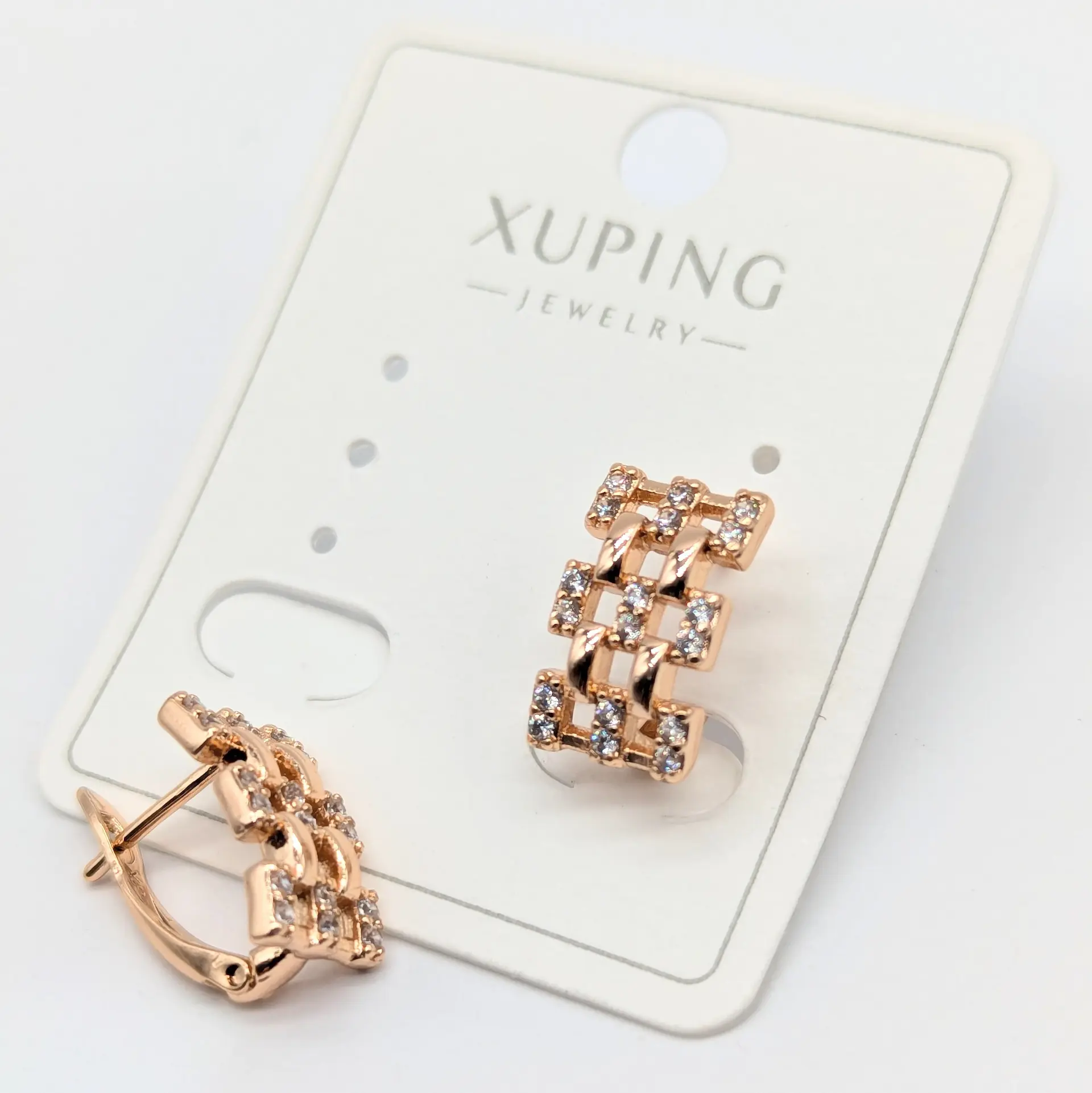 Сережки Xuping 18к «Ланцюг Витонченості», 0.8*1.3 см