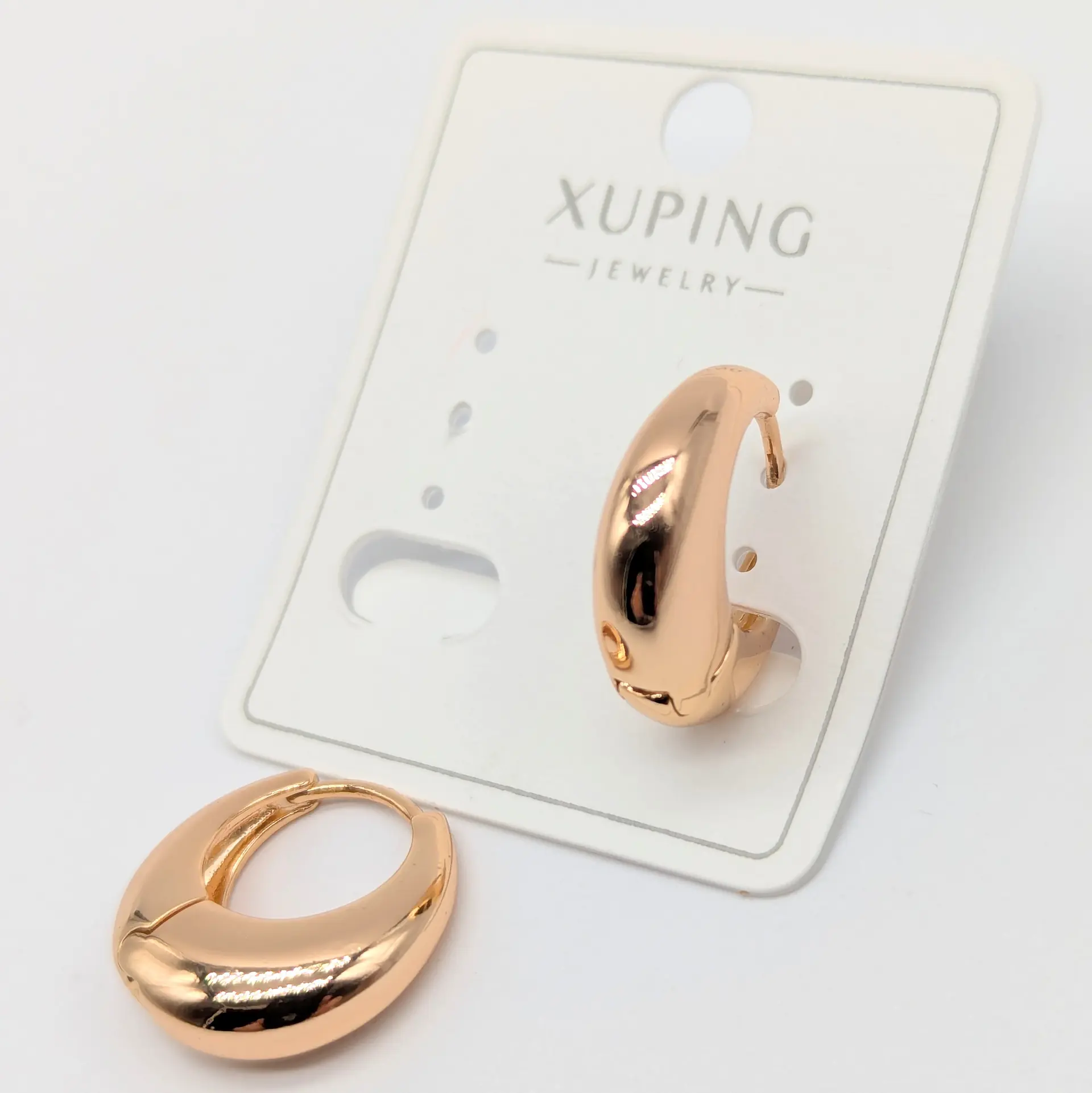 Сережки Xuping 18к «Гладкий Об’єм», 0.5*1.8 см