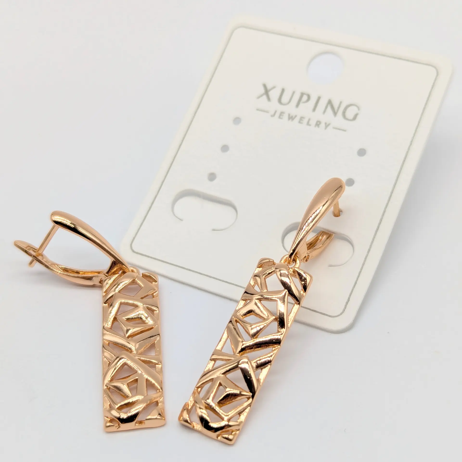 Сережки Xuping 18к «Золотий Орнамент», 0.9*4.1 см