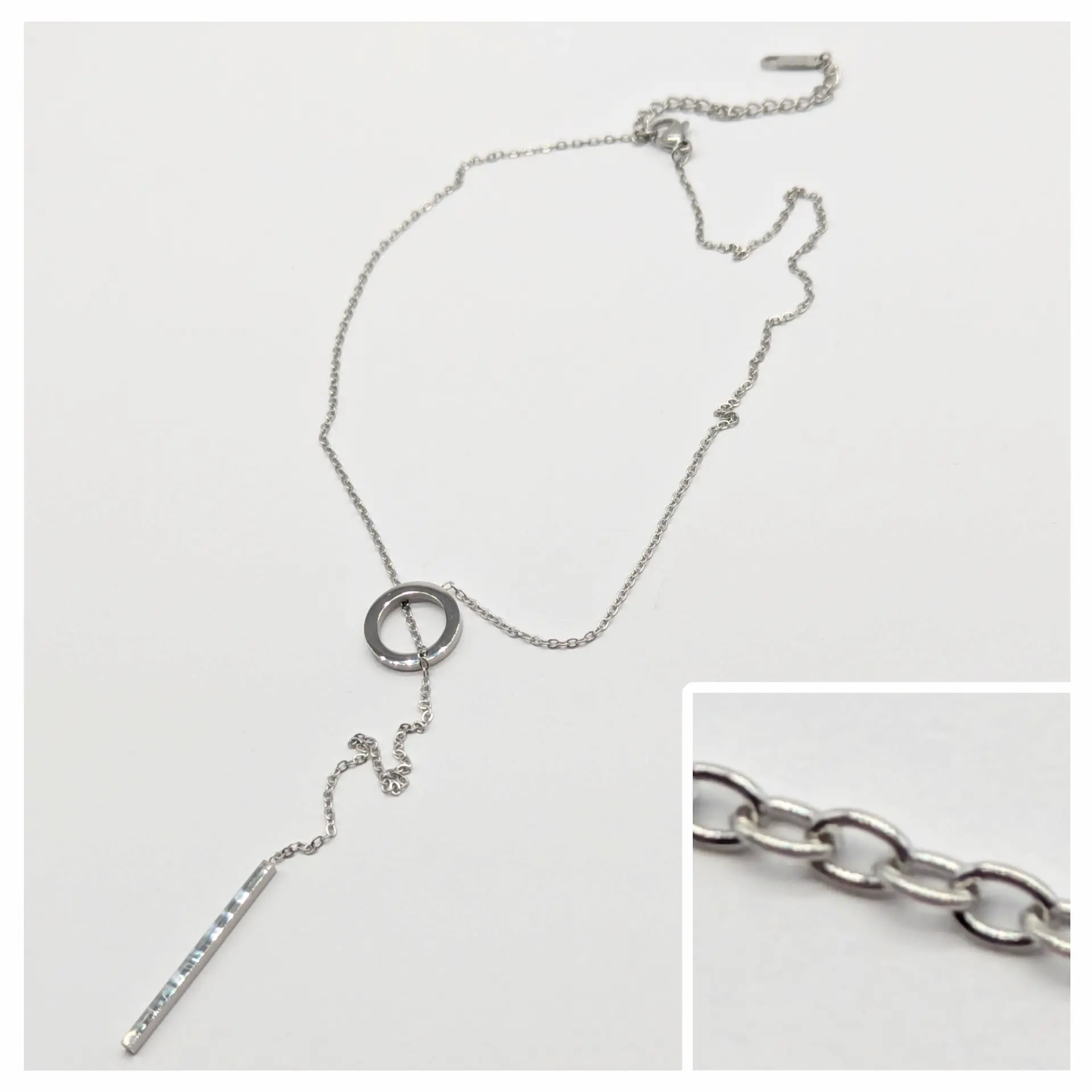 Ланцюжок Stainless Steel «Срібний Акцент», 44+5 см, кулон 1.4 см