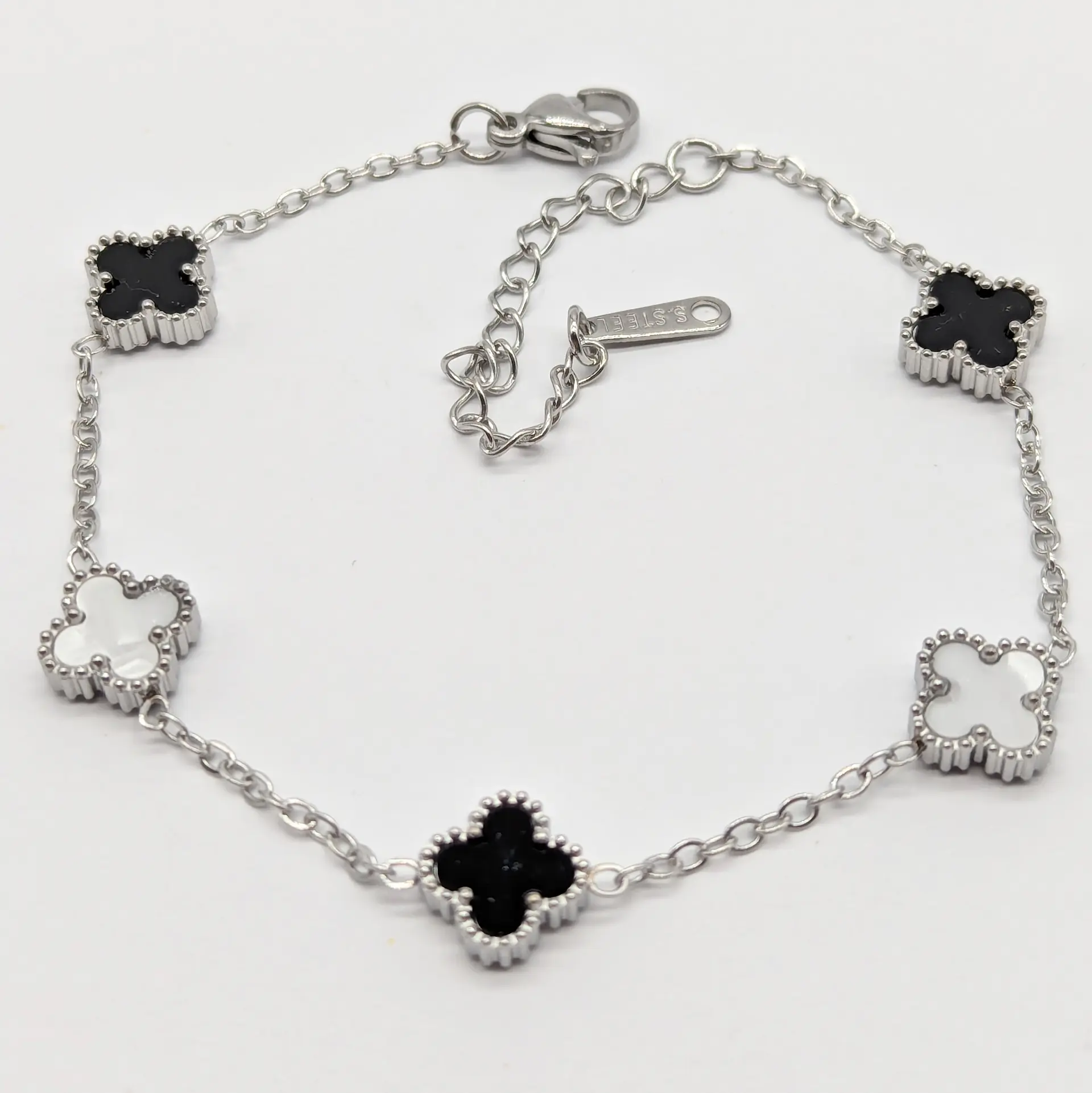 Браслет Stainless Steel «Серебряный Клевер Люкс», 18+5 см