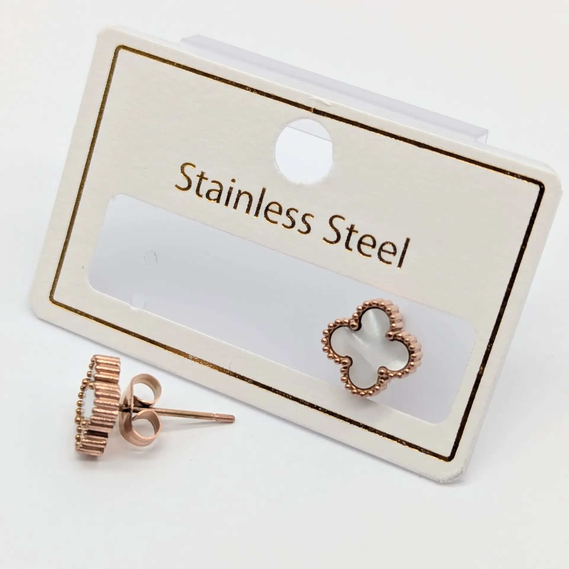 Серьги Stainless Steel РЗ «Жемчужный Клевер» 0.9 см