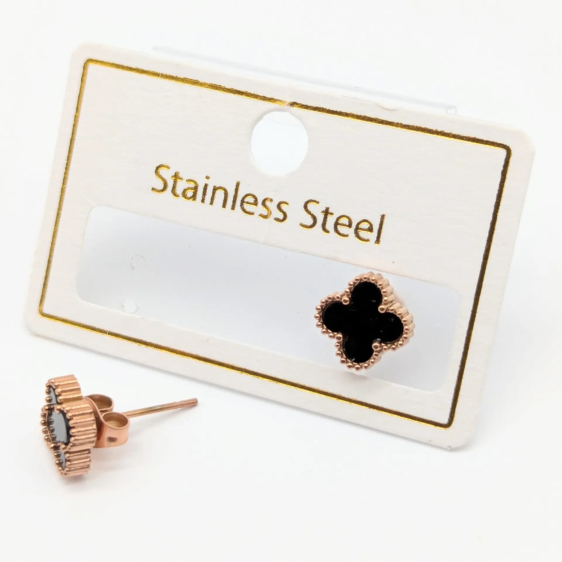 Серьги Stainless Steel РЗ «Черный Клевер Люкс», 0.9 см