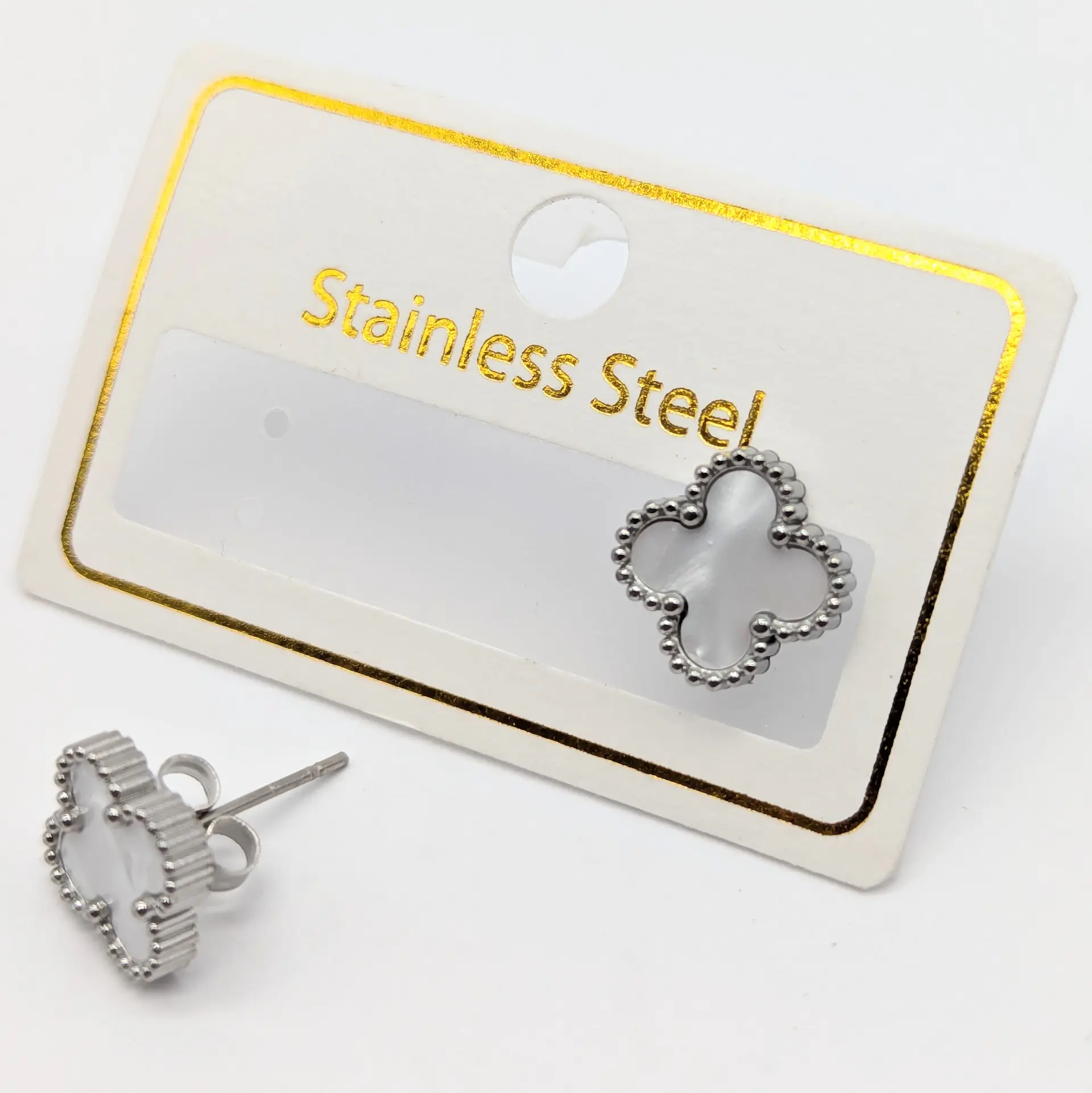 Сережки Stainless Steel срібло «Перлинна Селеста»,1.1 см