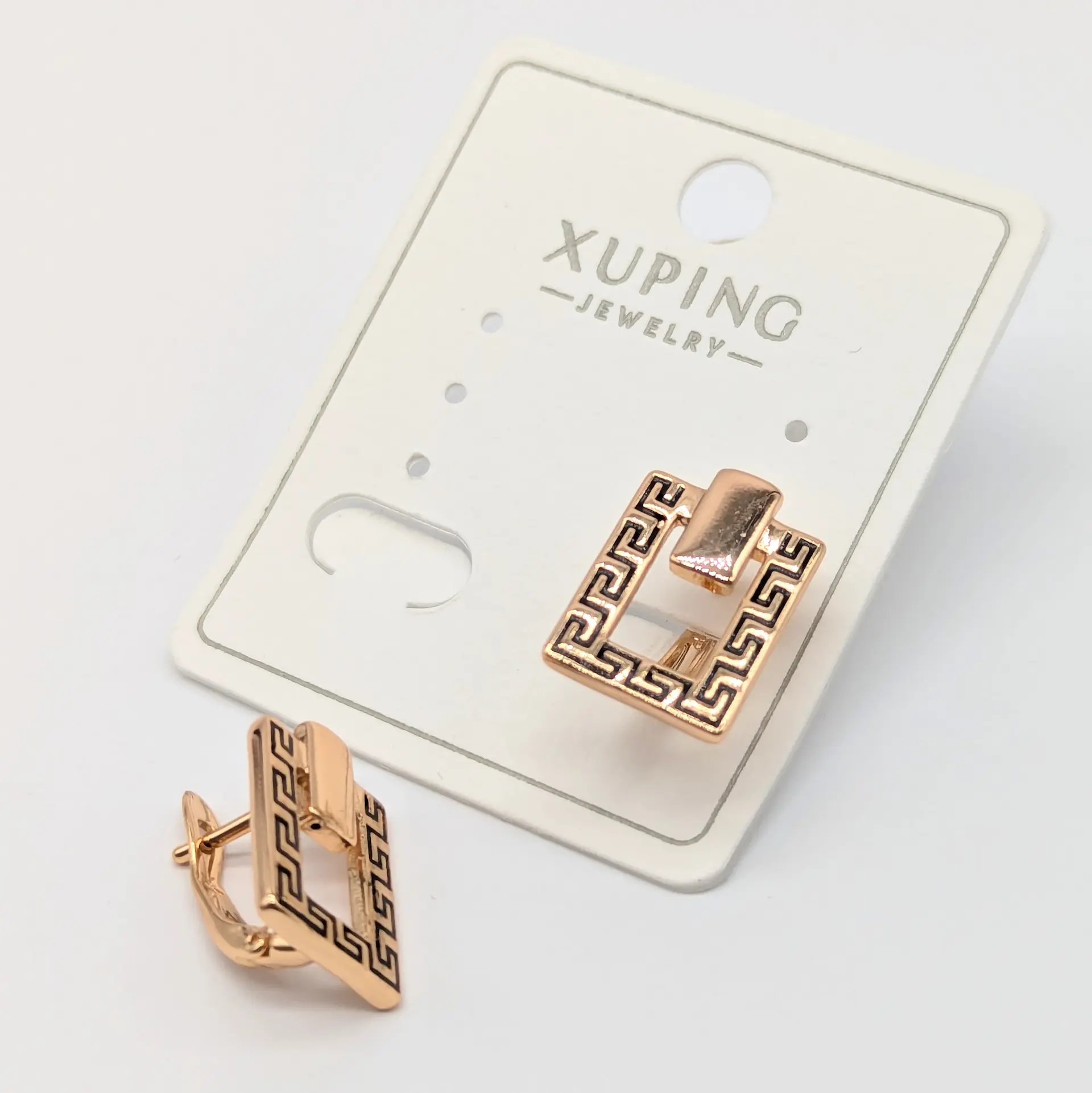 Серьги Xuping 18к «Меандр Люкс» 1.1*1.6 см