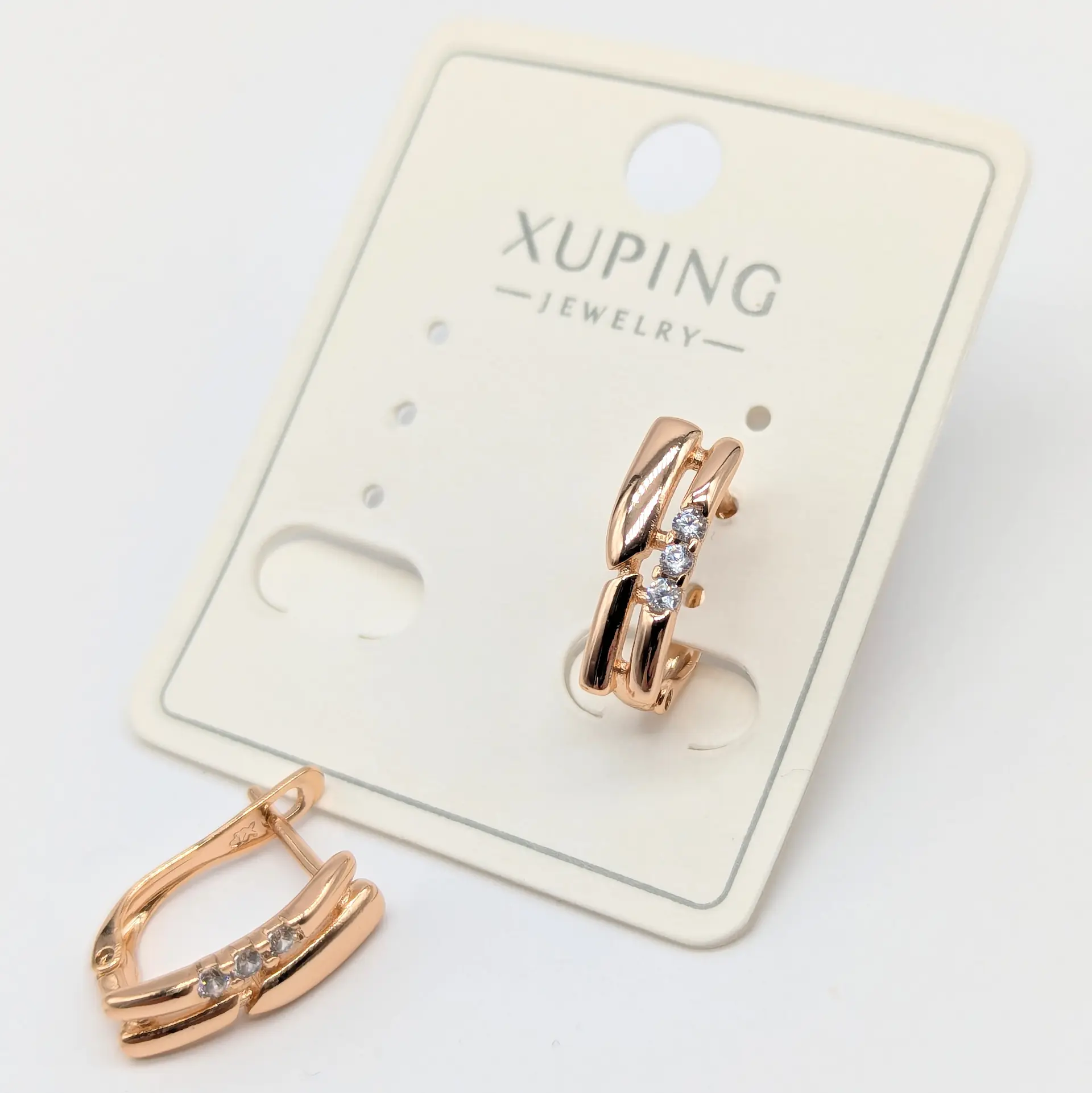 Сережки Xuping 18к «Подвійна Гармонія», 0.5*1.5 см