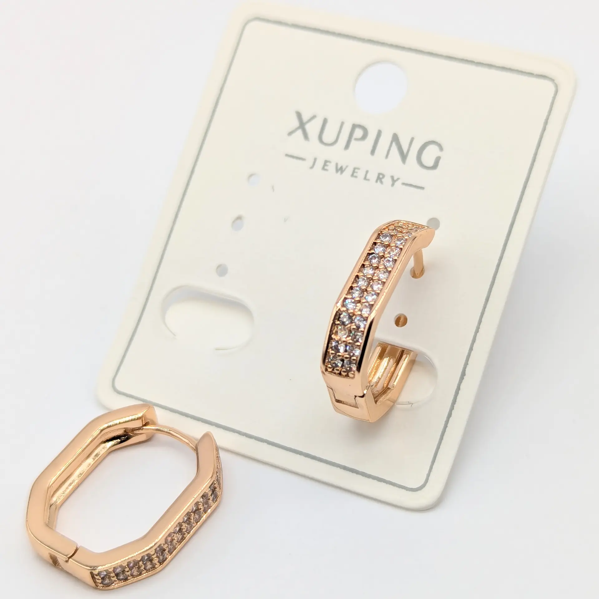 Сережки Xuping 18к «Кристальна Грань», 0.4*1.9 см