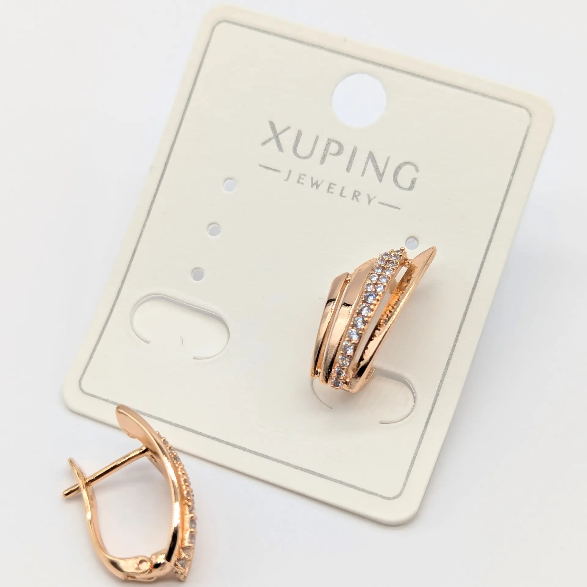 Сережки Xuping 18к «Золоте Переплетіння», 0.8*1.7 см