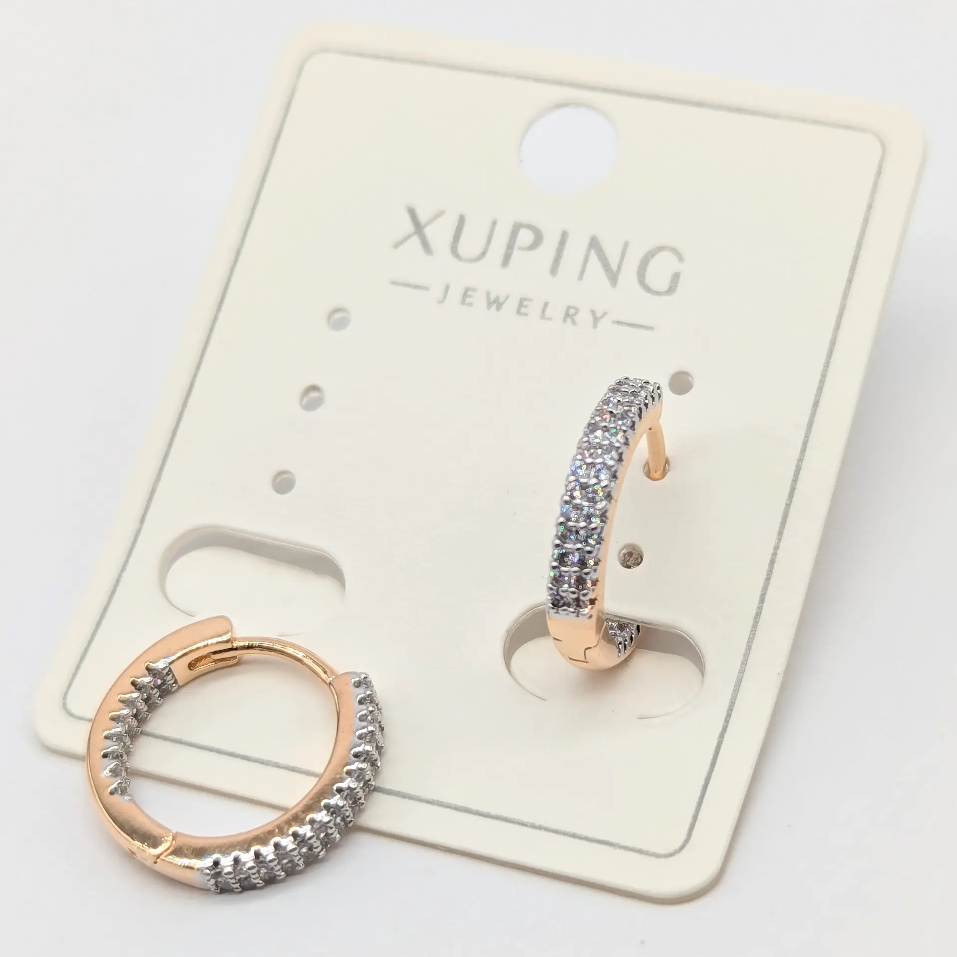 Сережки Xuping 18к «Крижаний Блиск», 0.3*1.4 см