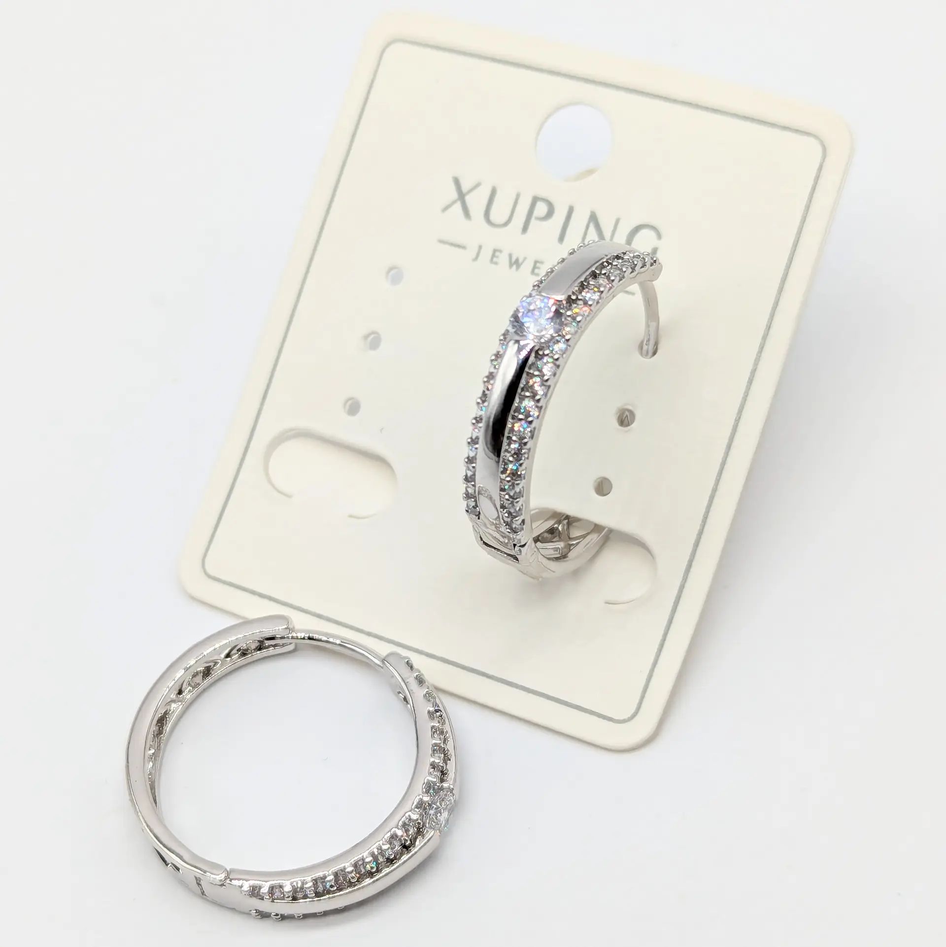 Серьги Xuping серебро «Ледяной Овал», 0.5*2.1