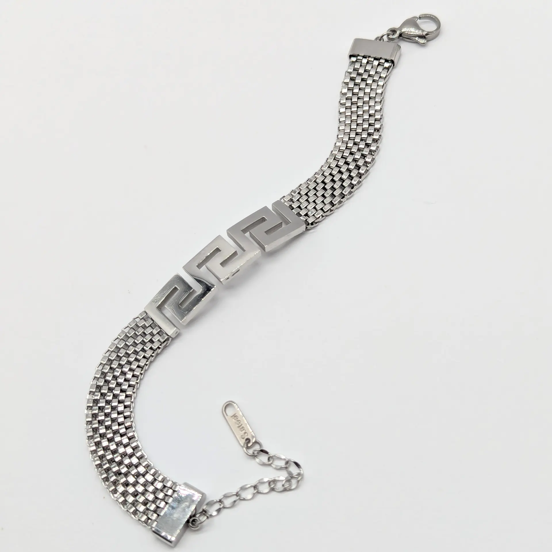 Браслет Stainless Steel «Серебряный Меандр», 18+3.5 см