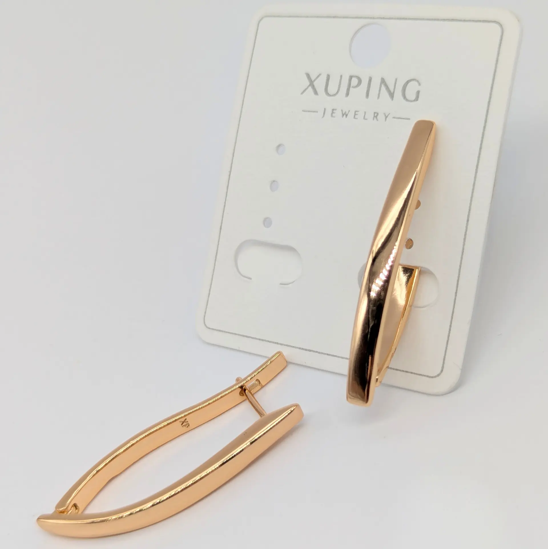 Серьги Xuping 18к «Золотое Течение», 0.3*3.5 см