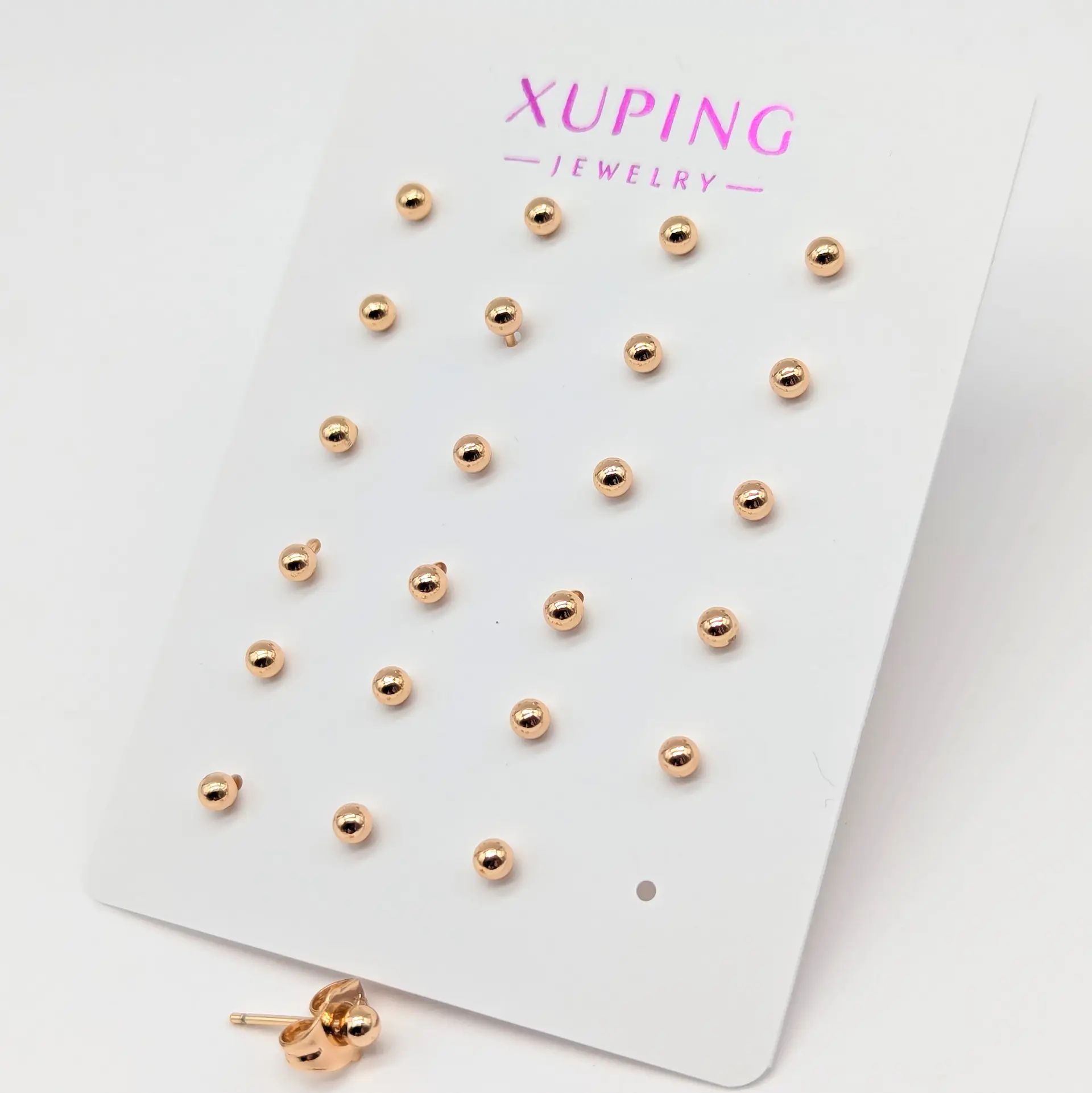 Сережки Xuping 18к «Золоті Перлинки», ціна за 12 пар, діаметр 0.3 см