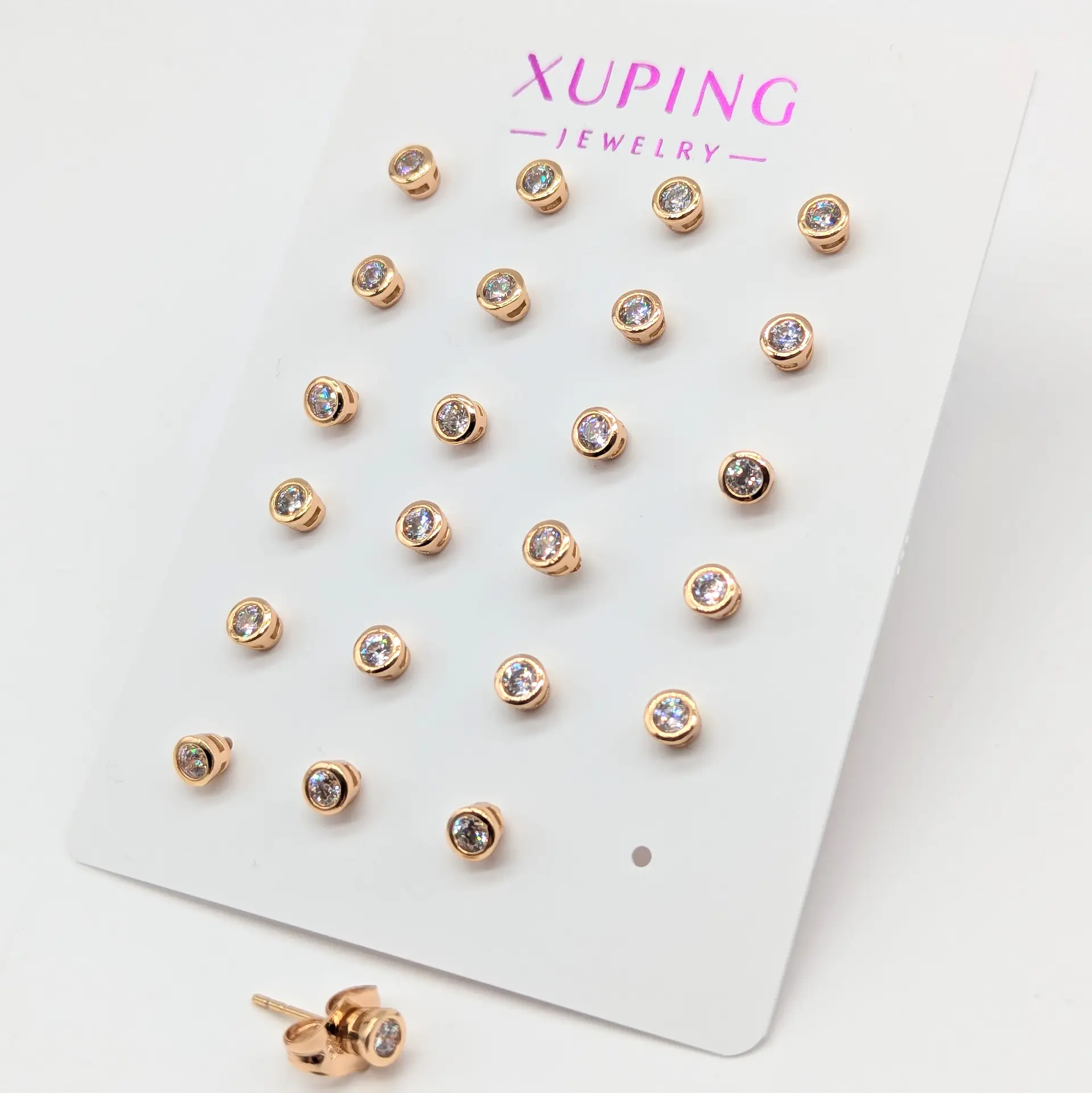 Серьги Xuping 18к «Золотое Сияние», цена за 12 пар, диаметр 0.4 см