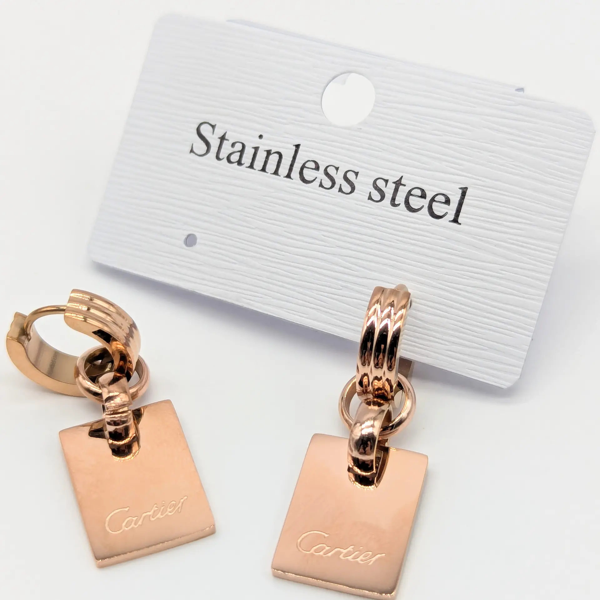 Сережки Stainless Steel РЗ «Рожевий Мангеттен», 1.2*3.5 см