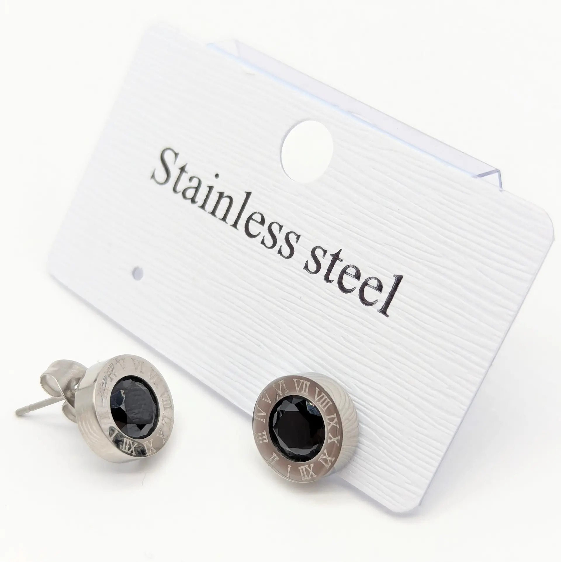 Сережки Stainless Steel срібло «Нічний Цезар», діаметр 1 см