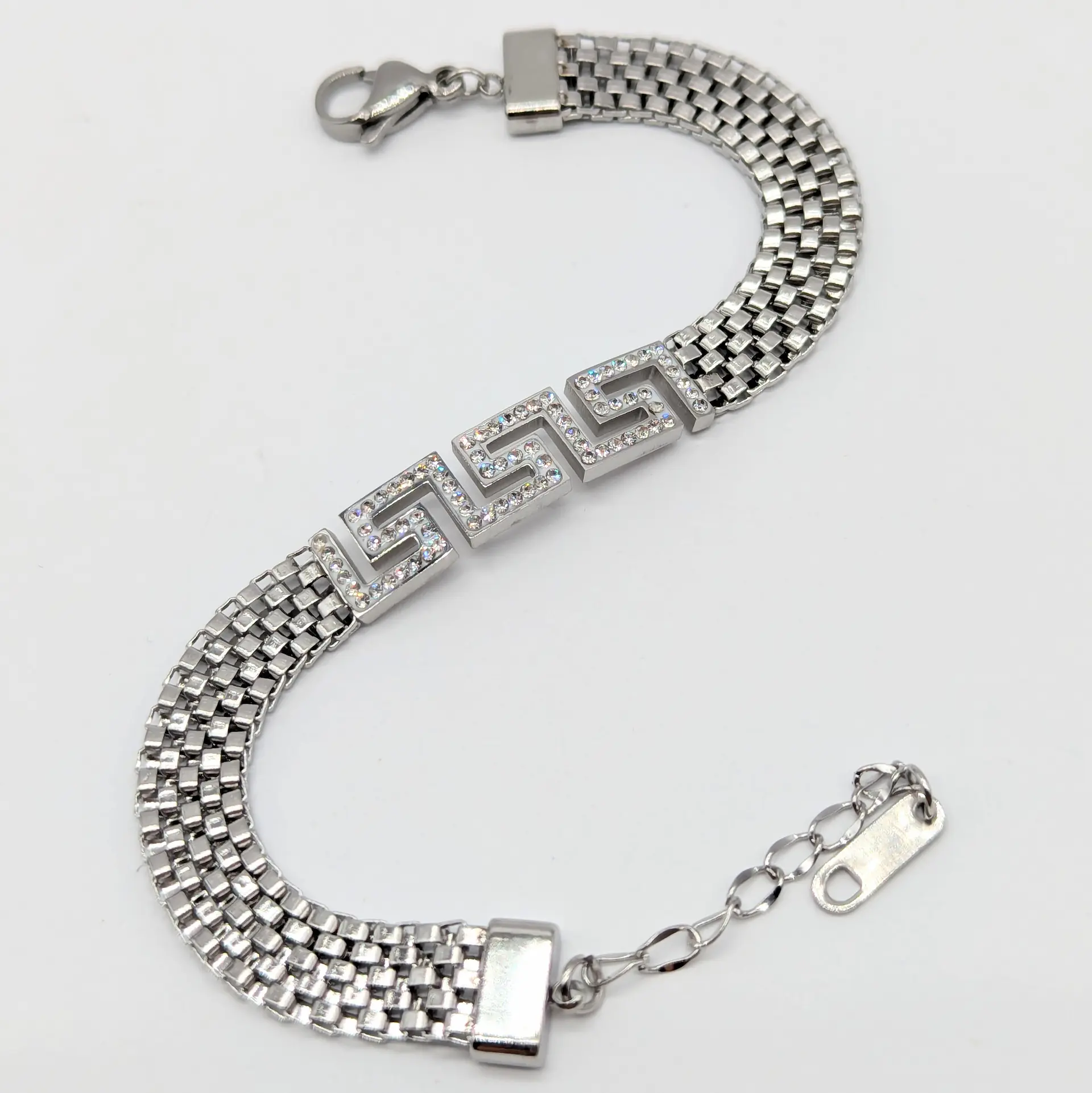 Браслет Stainless Steel срібло «Сяйво Меандра», 17+4 см