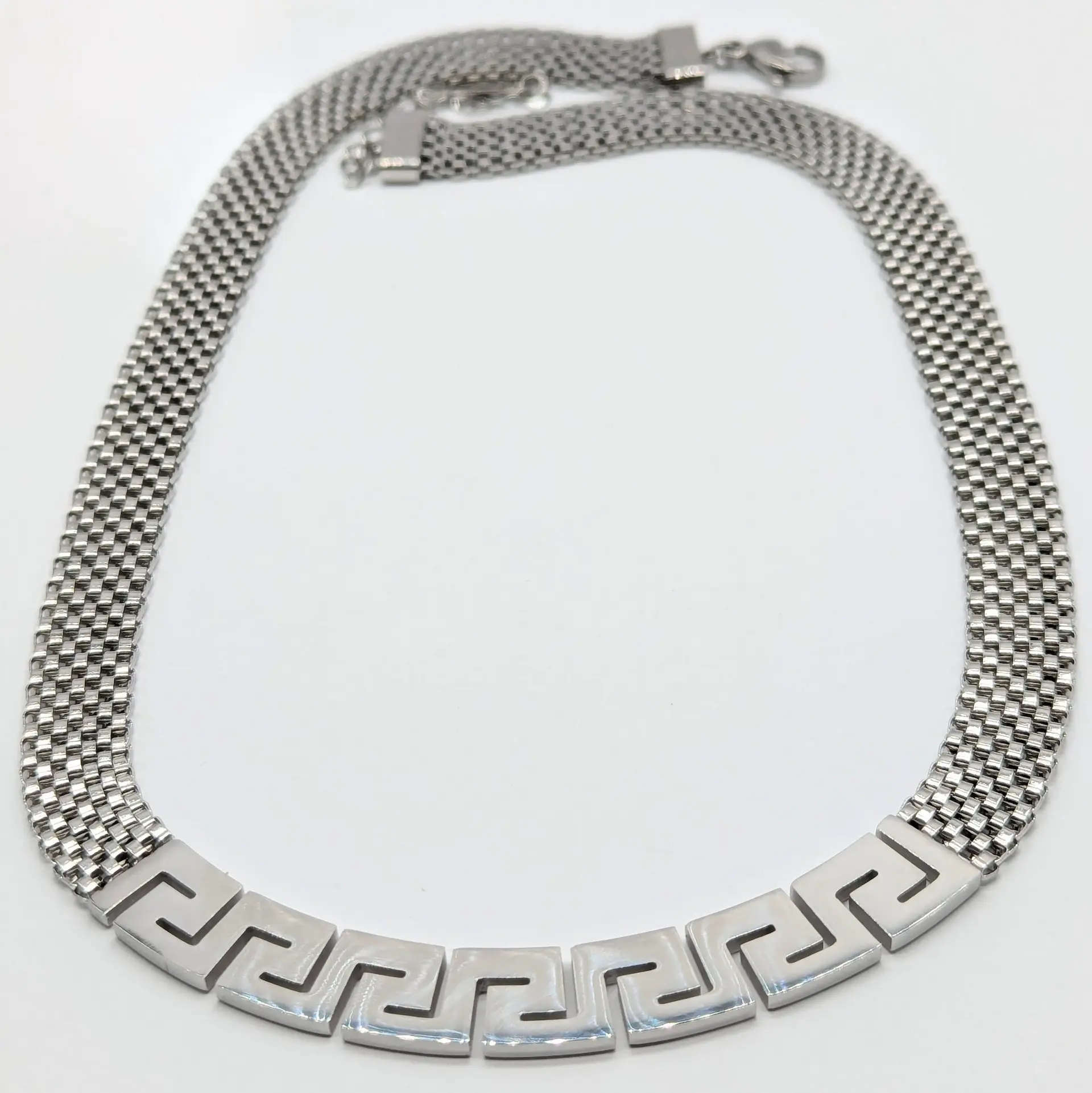 Ланцюжок Stainless Steel «Срібний Меандр», 45+5 см