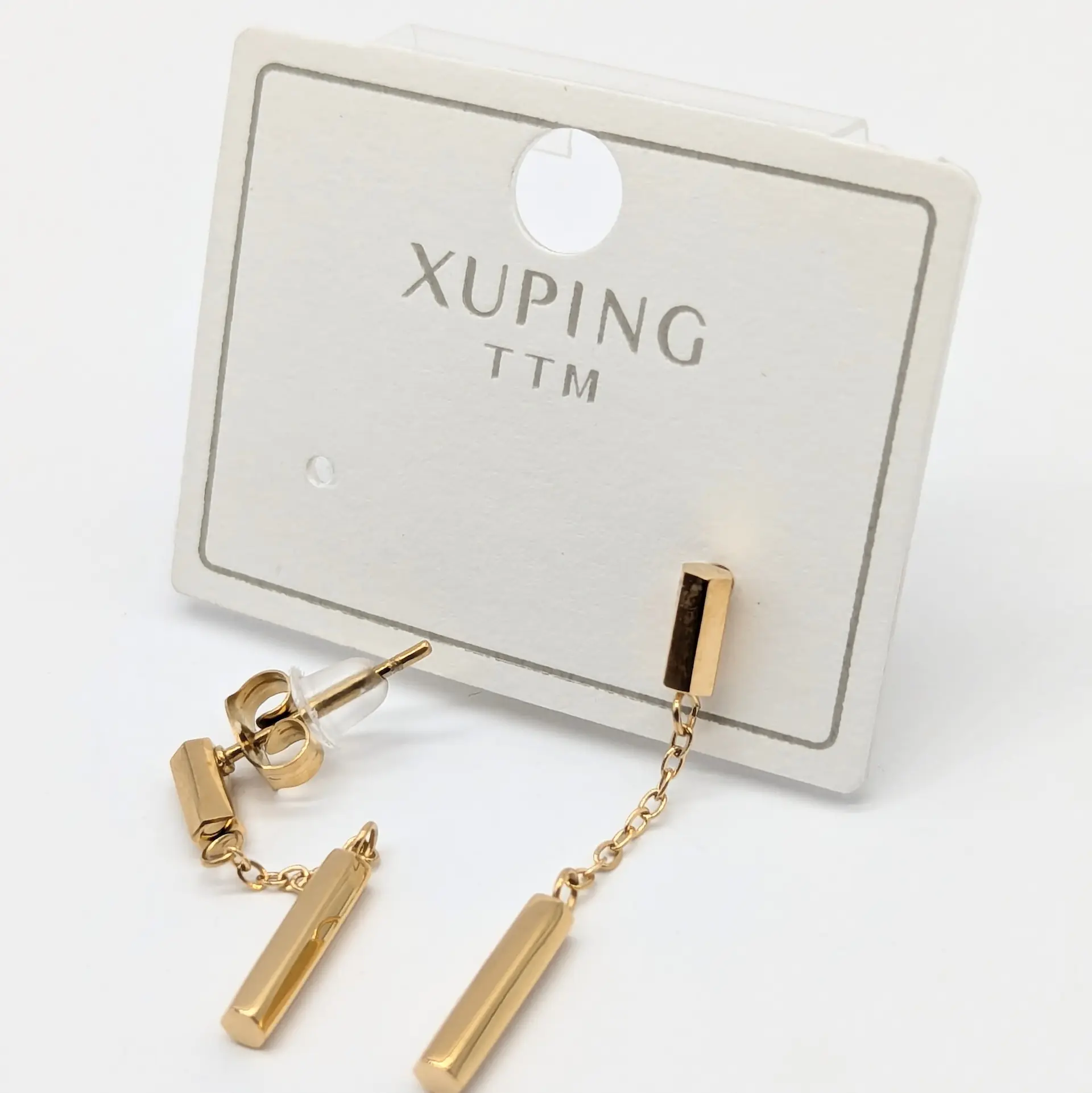 Серьги Xuping TTM 14К «Геометрия Движения», 0.3*3.1 см