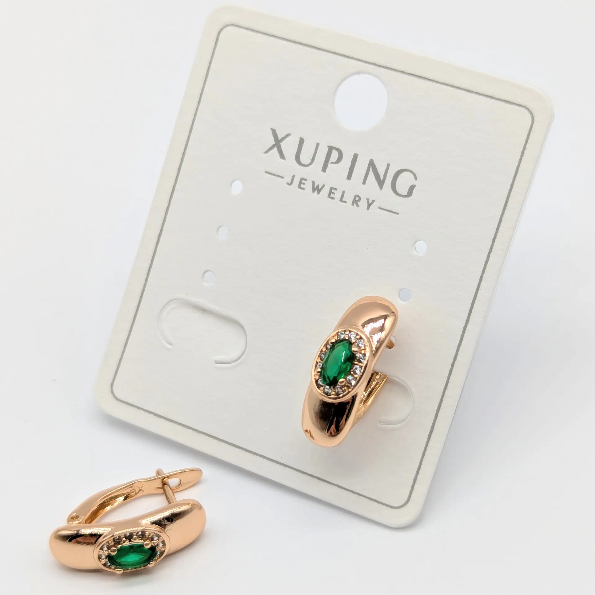 Сережки Xuping 18К «Смарагдова Елегантність», 0.5*1.5 см