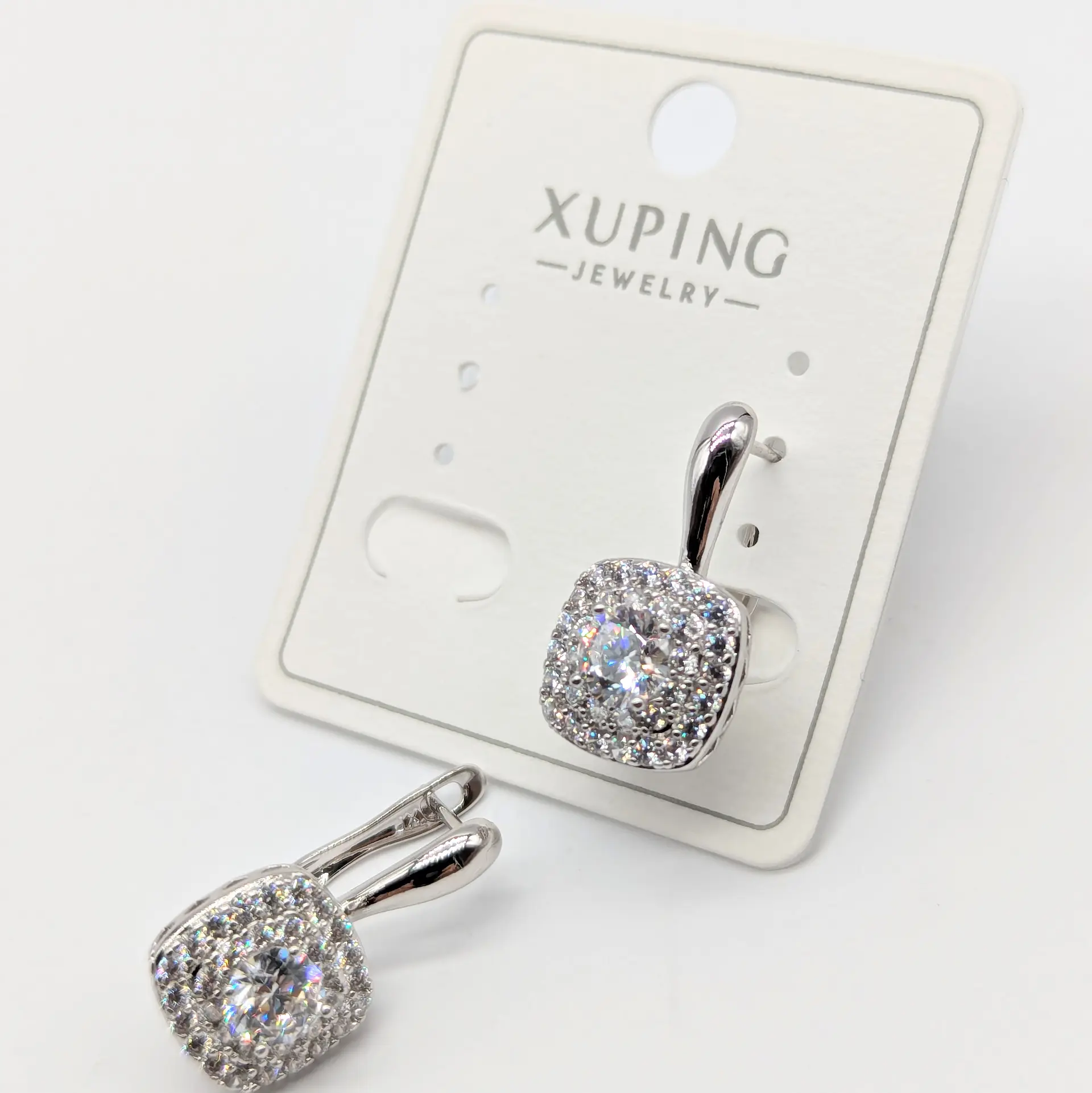 Сережки Xuping срібло «Крижане Сяйво», 1.6*2.1 см